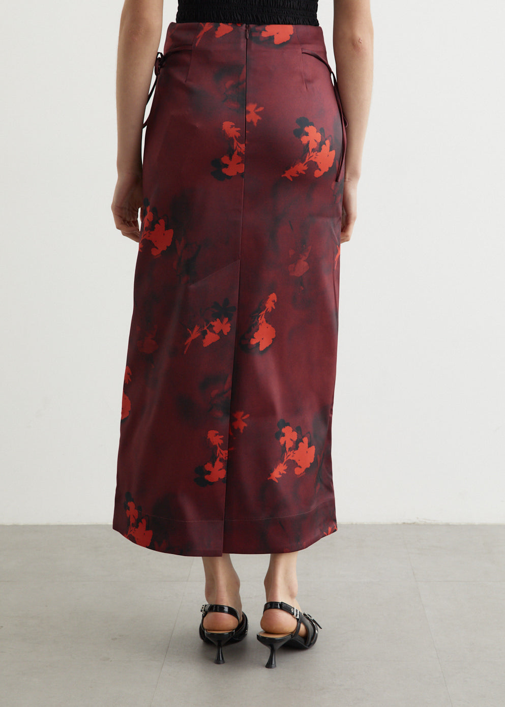 Printed Double Satin Maxi Skirt