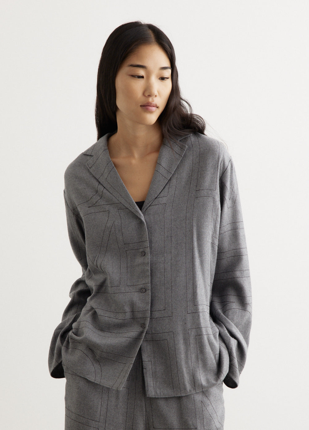 Monogram Flannel Pj Top