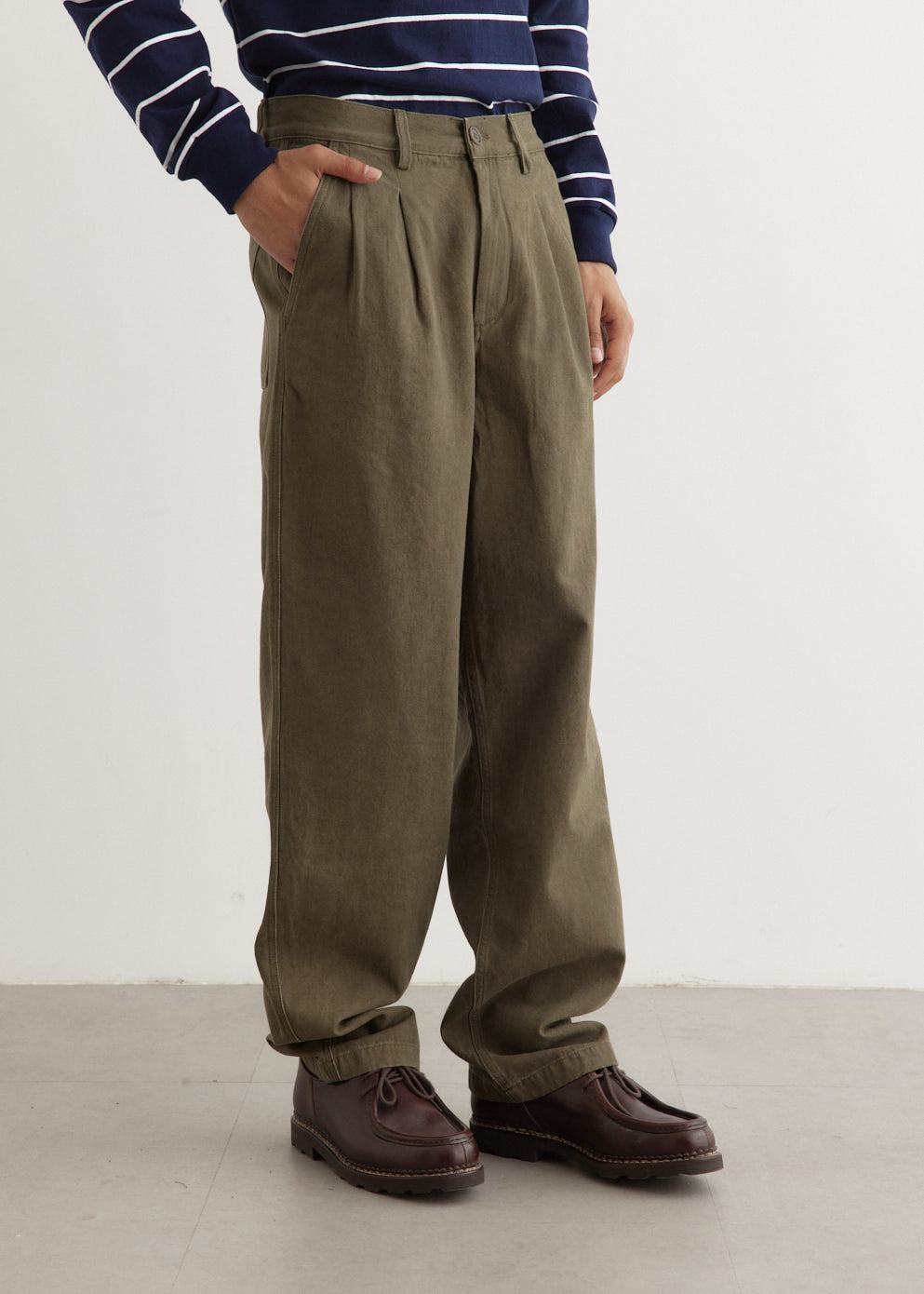 Double Pleat Cotton Pants