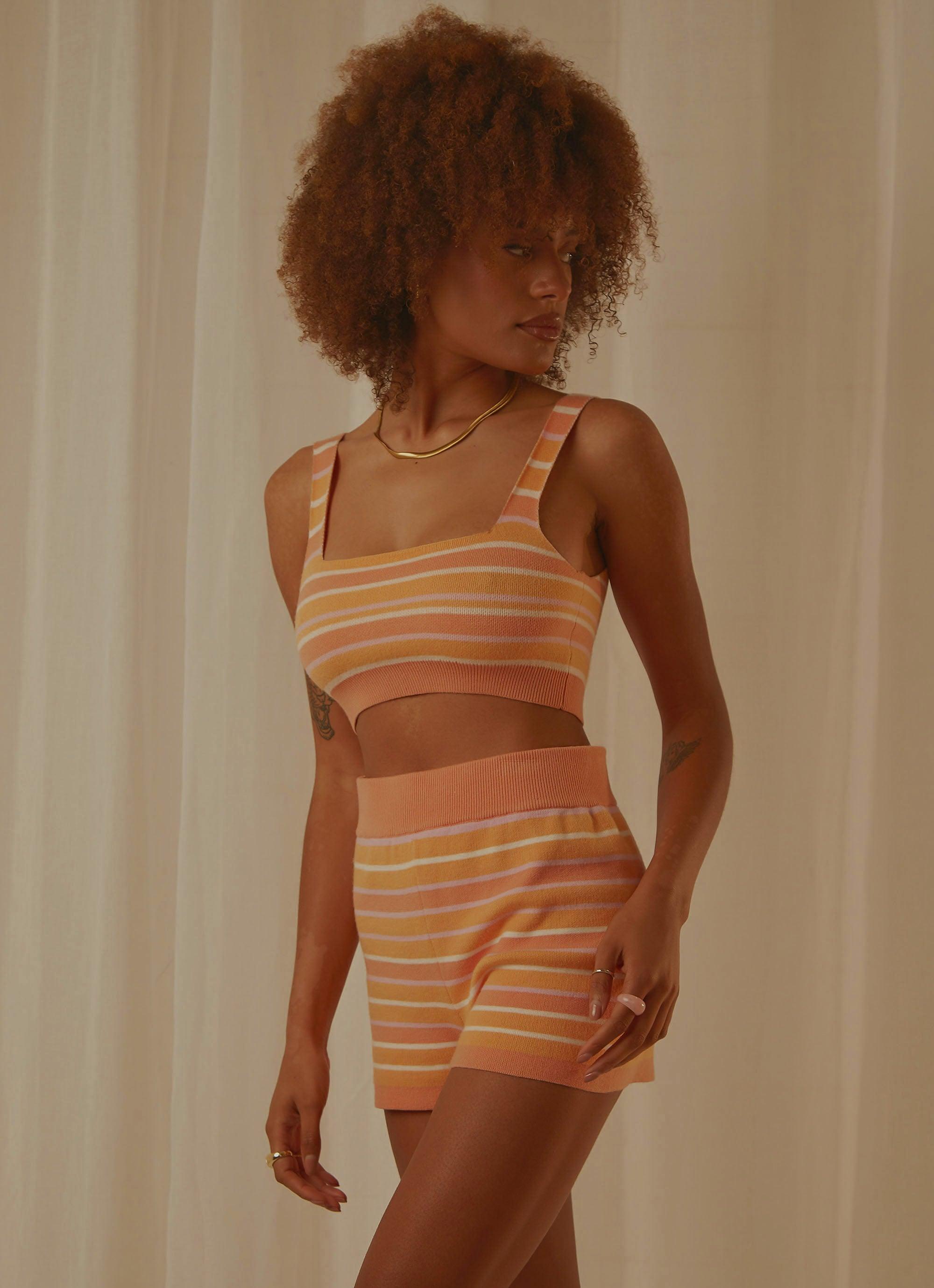 Love Train Knit Crop - Peach Multi Stripe