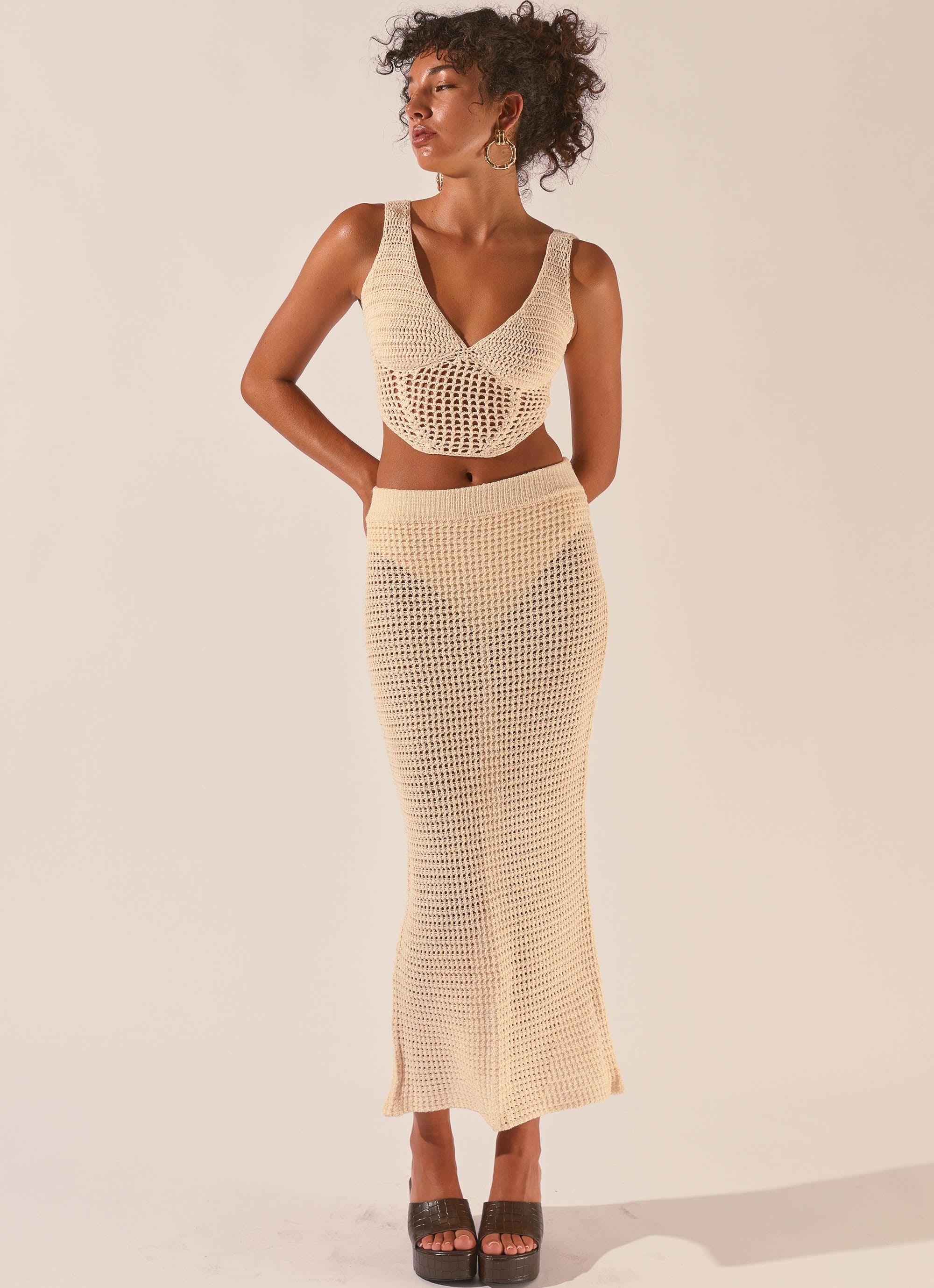 Dreaming Of The Coast Crochet Corset - Seashell