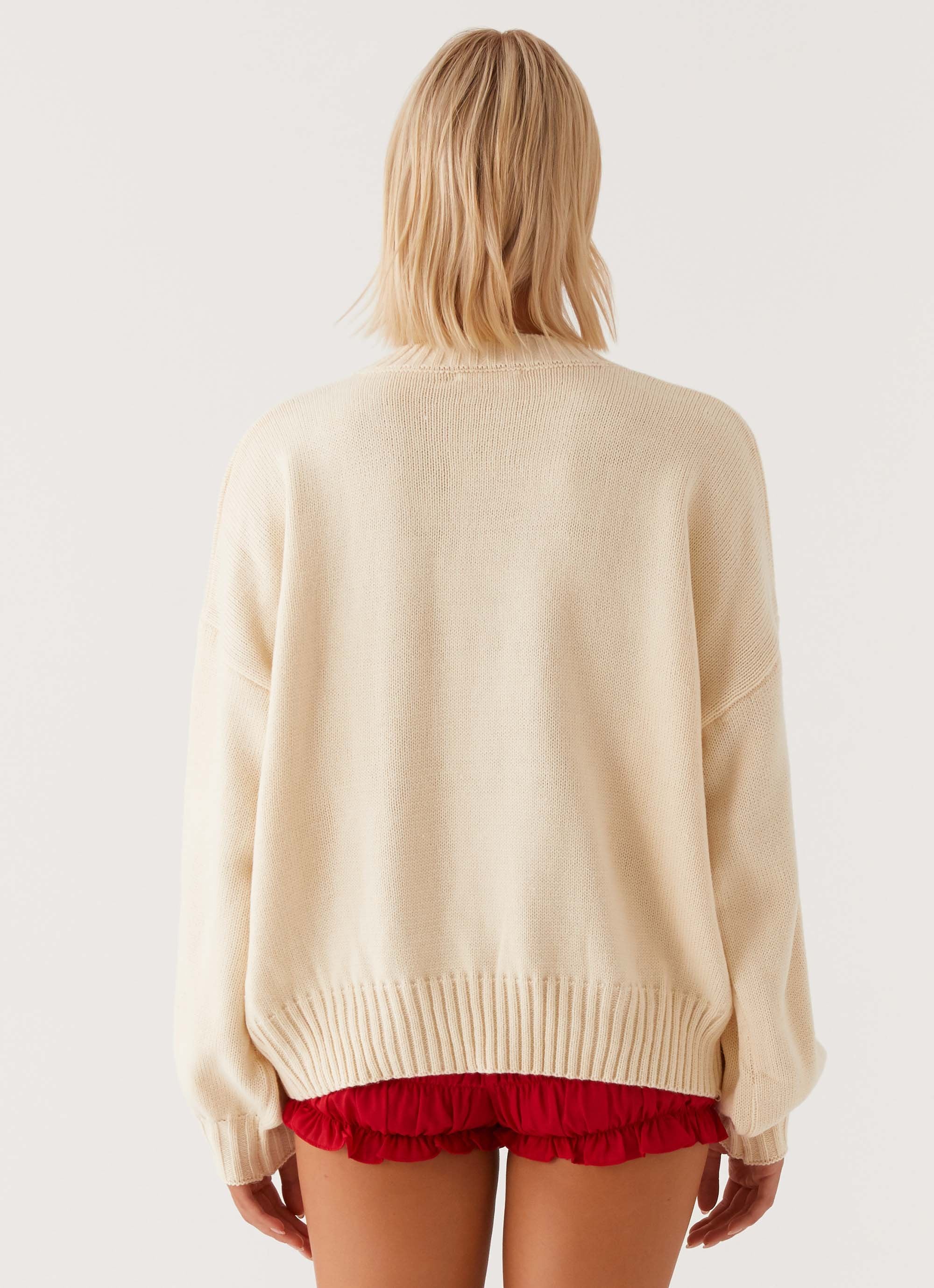 Apres Ski Oversized Knit Sweater - Ivory