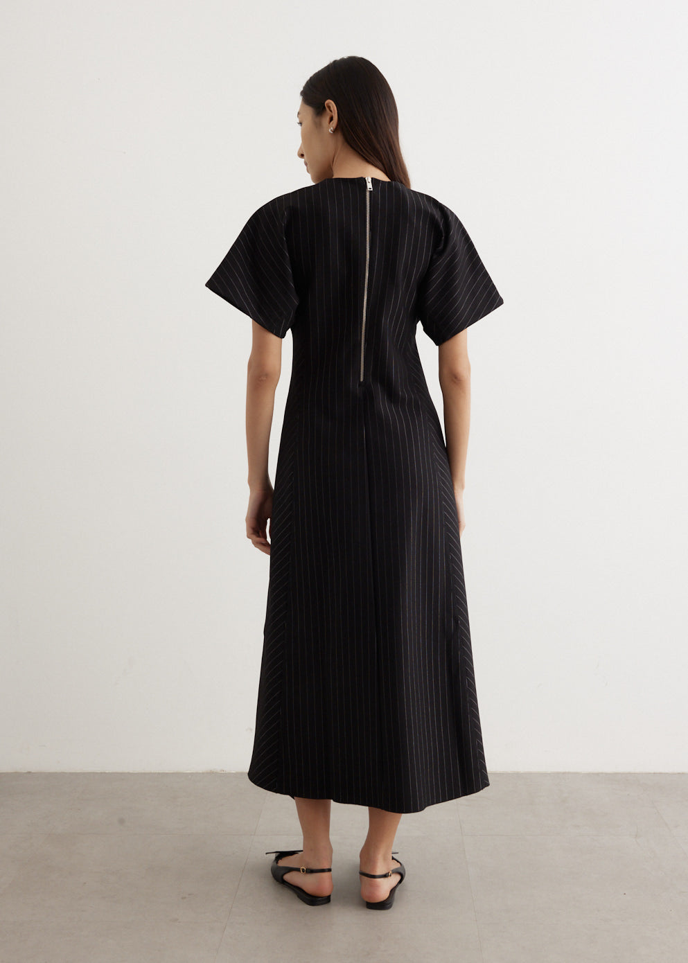 Compact Stripe Jersey Long Dress