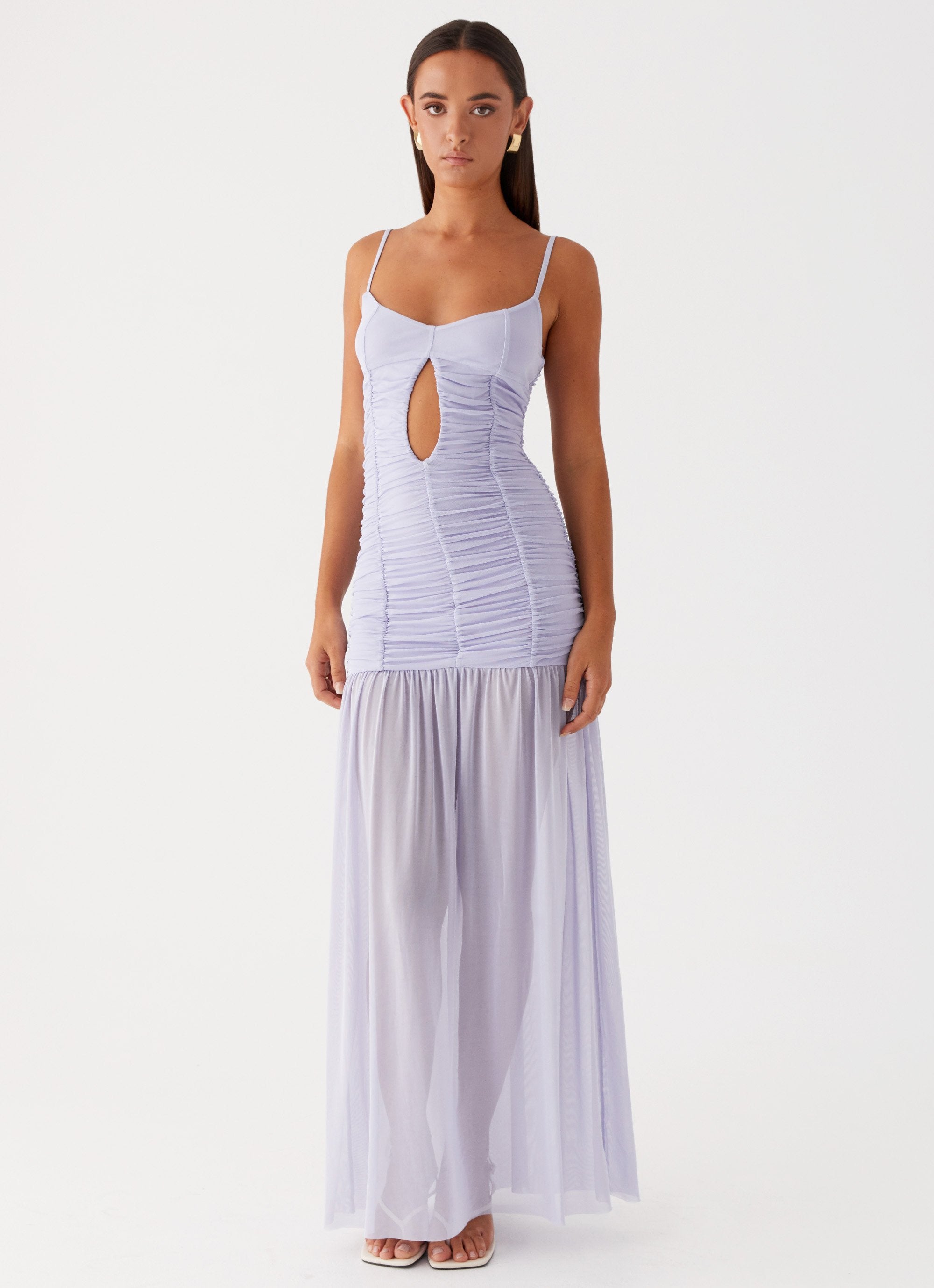 Constance Mesh Maxi Dress - Lavender