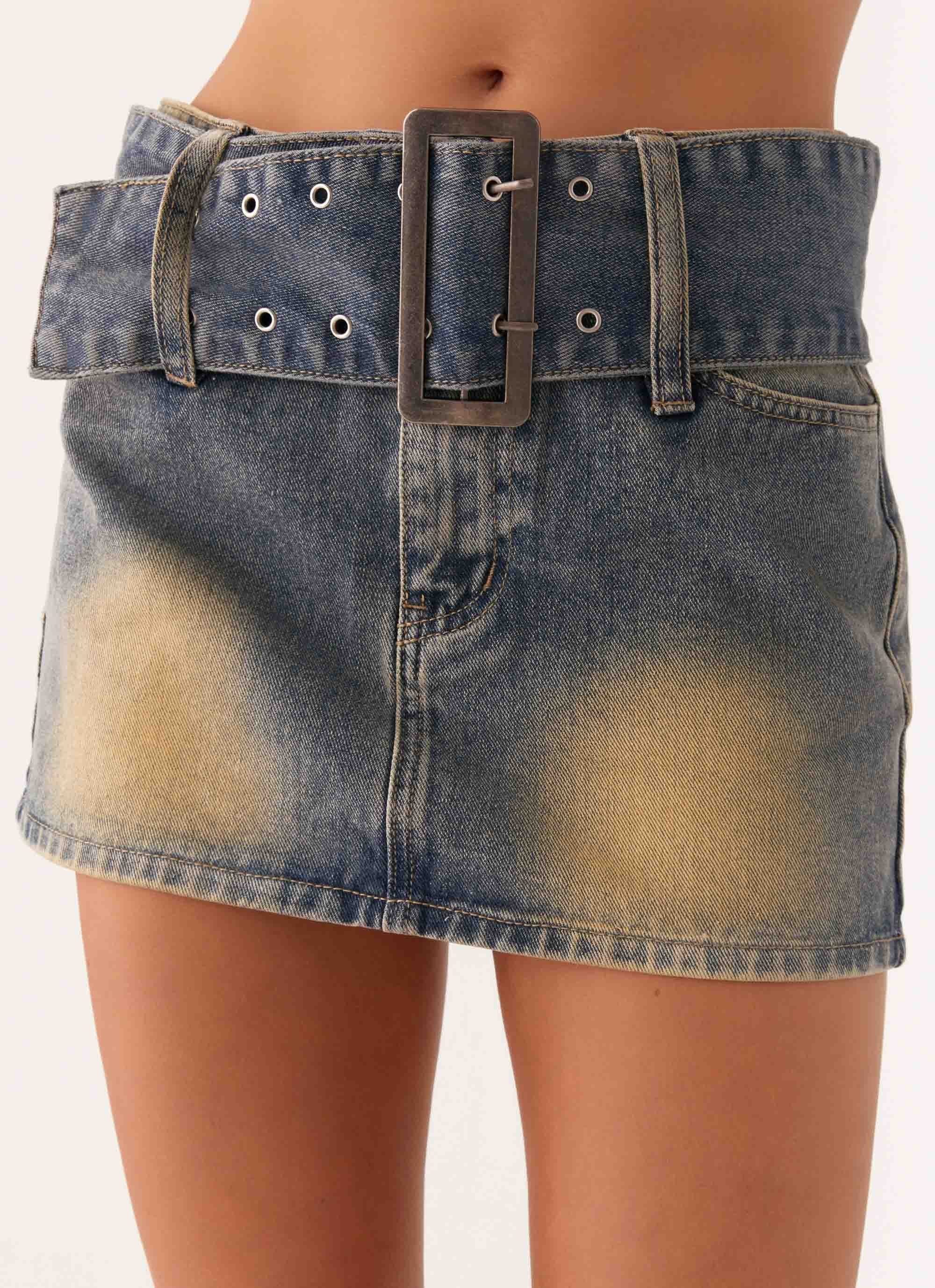 Not Like Us Denim Mini Skirt - Vintage