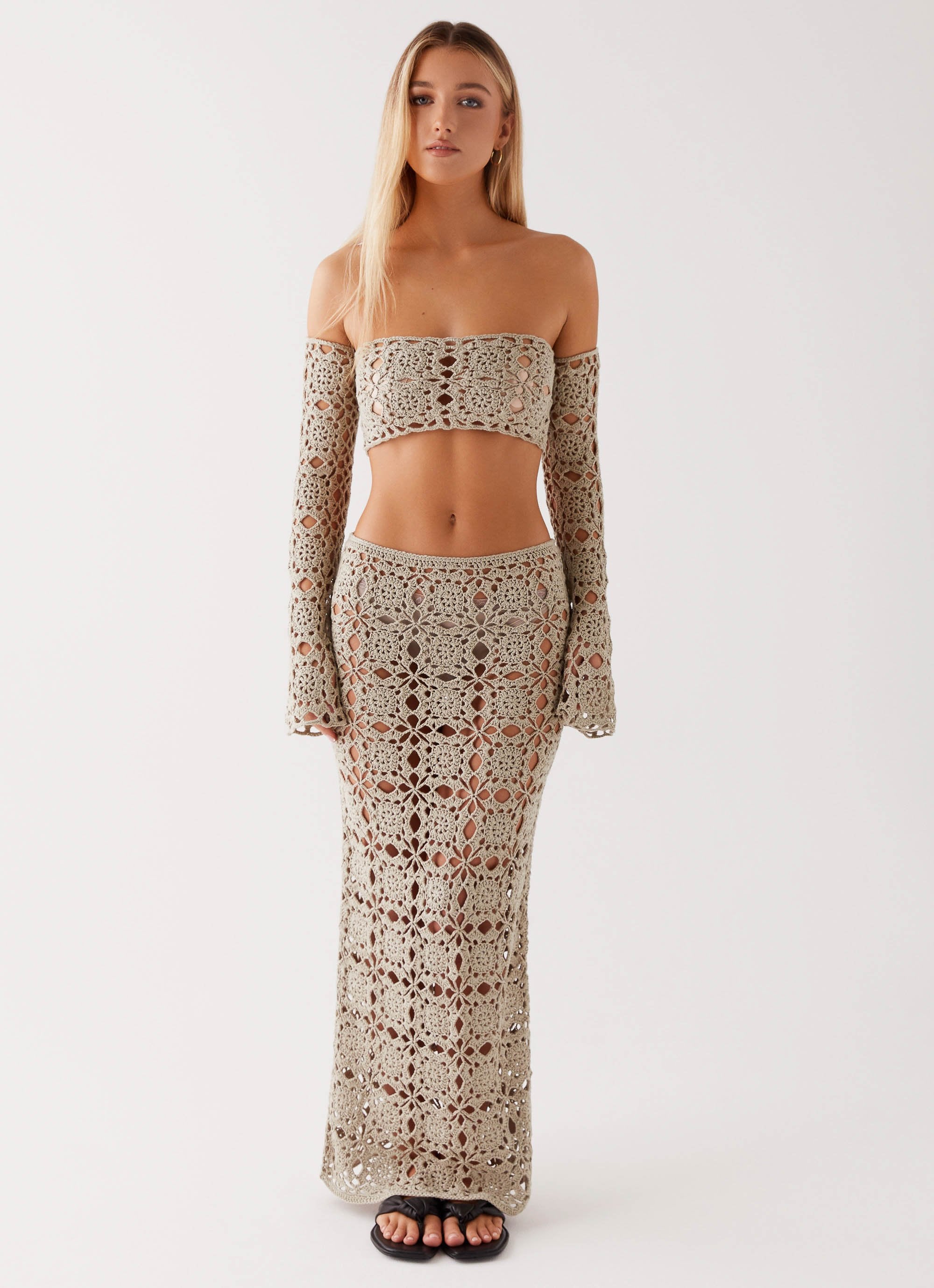 Sorrentino Crochet Long Sleeve Top - Sage