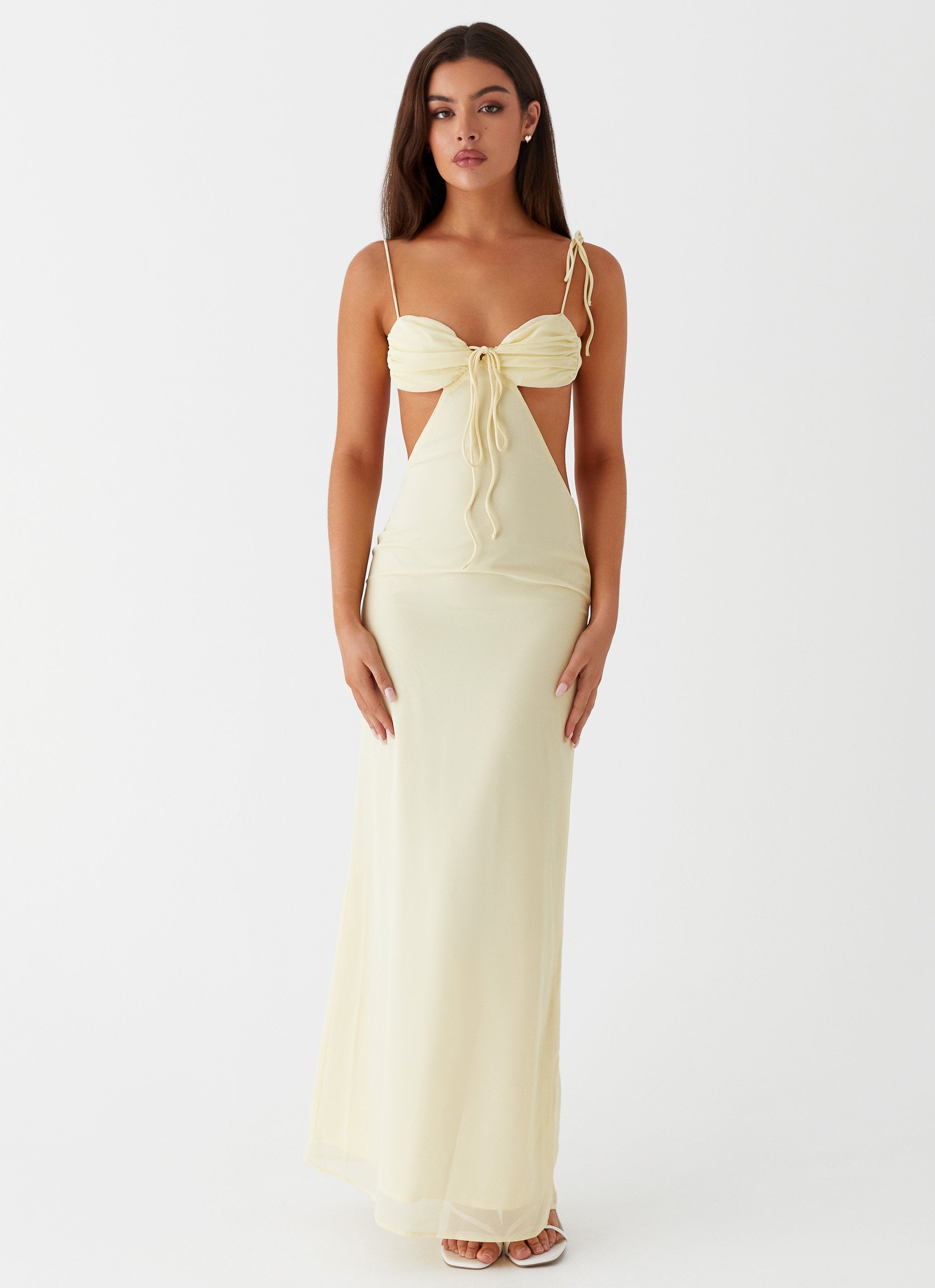 Tyra Ruched Maxi Dress - Yellow