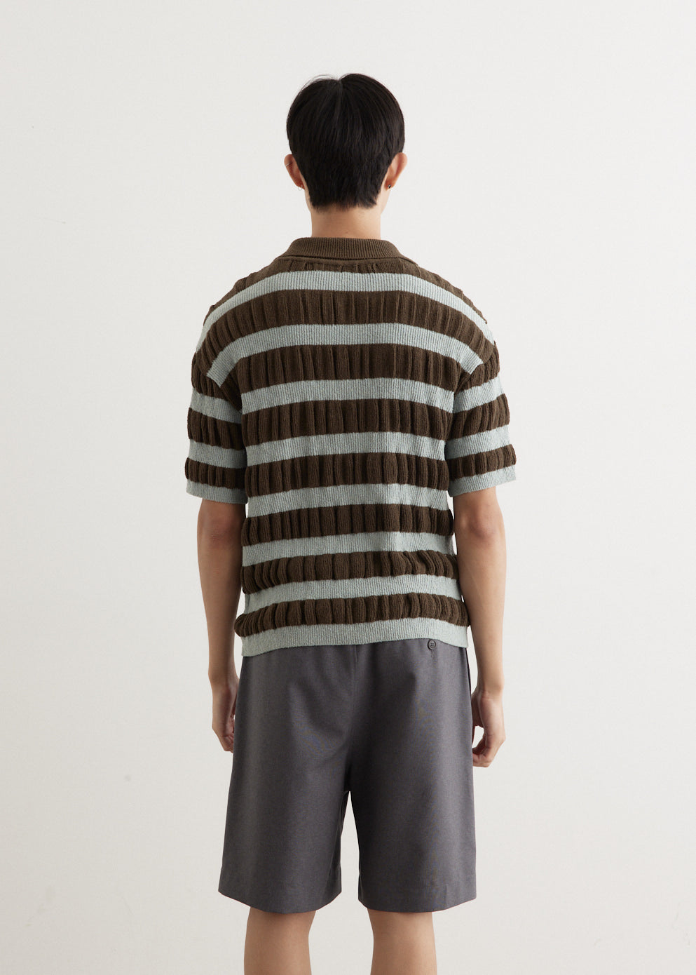 Bubble Stripe Polo Sweater