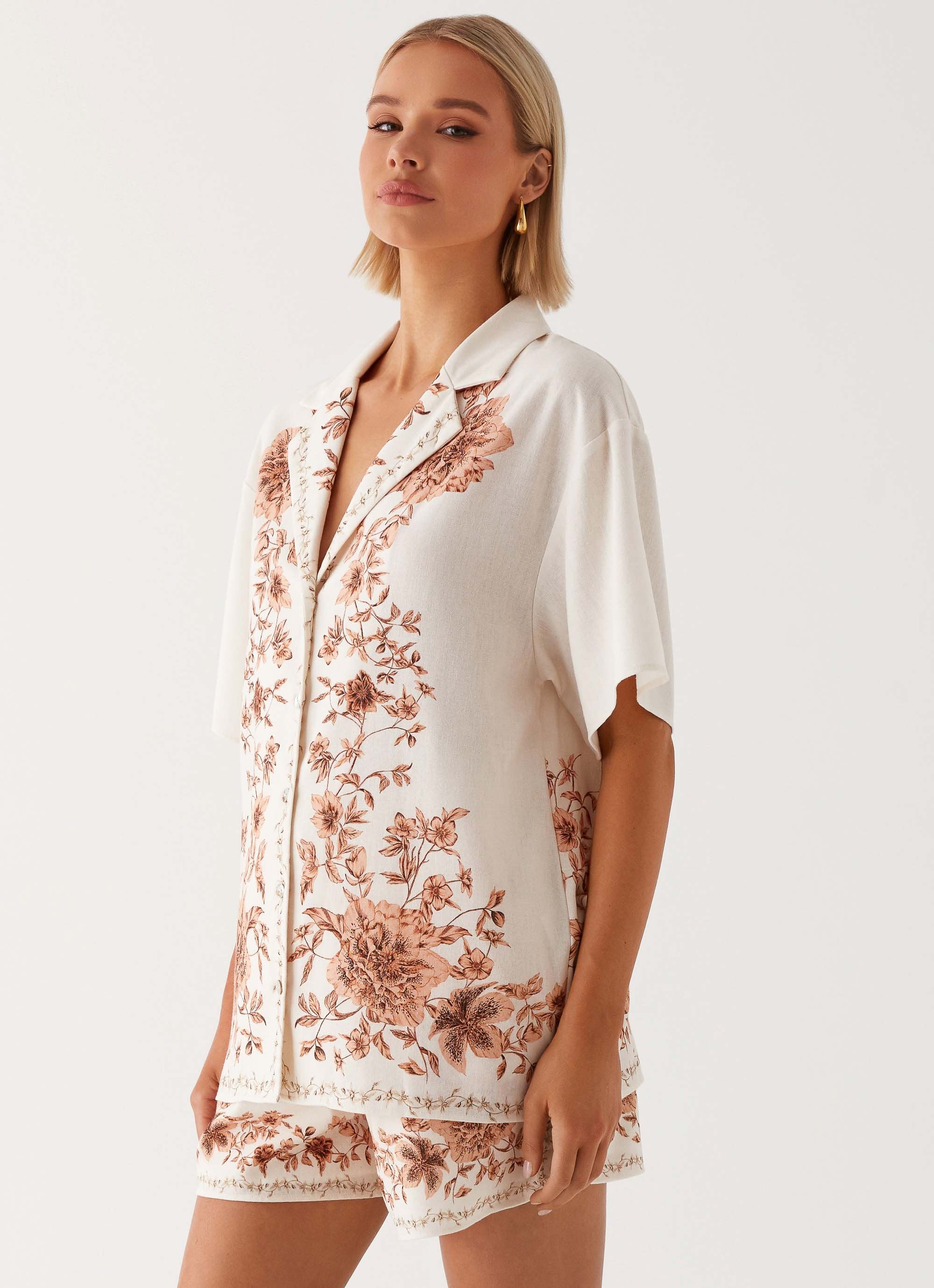 Dreamy Days Oversized Linen Shirt - Ivory