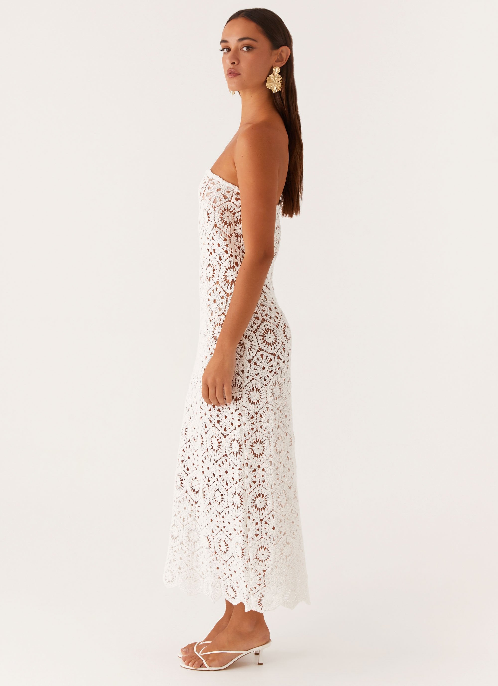 Kingsly Crochet Maxi Dress - White