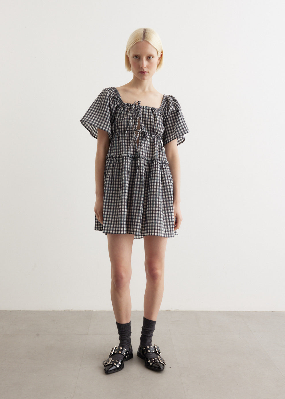 Seersucker Check Mini Layer Dress