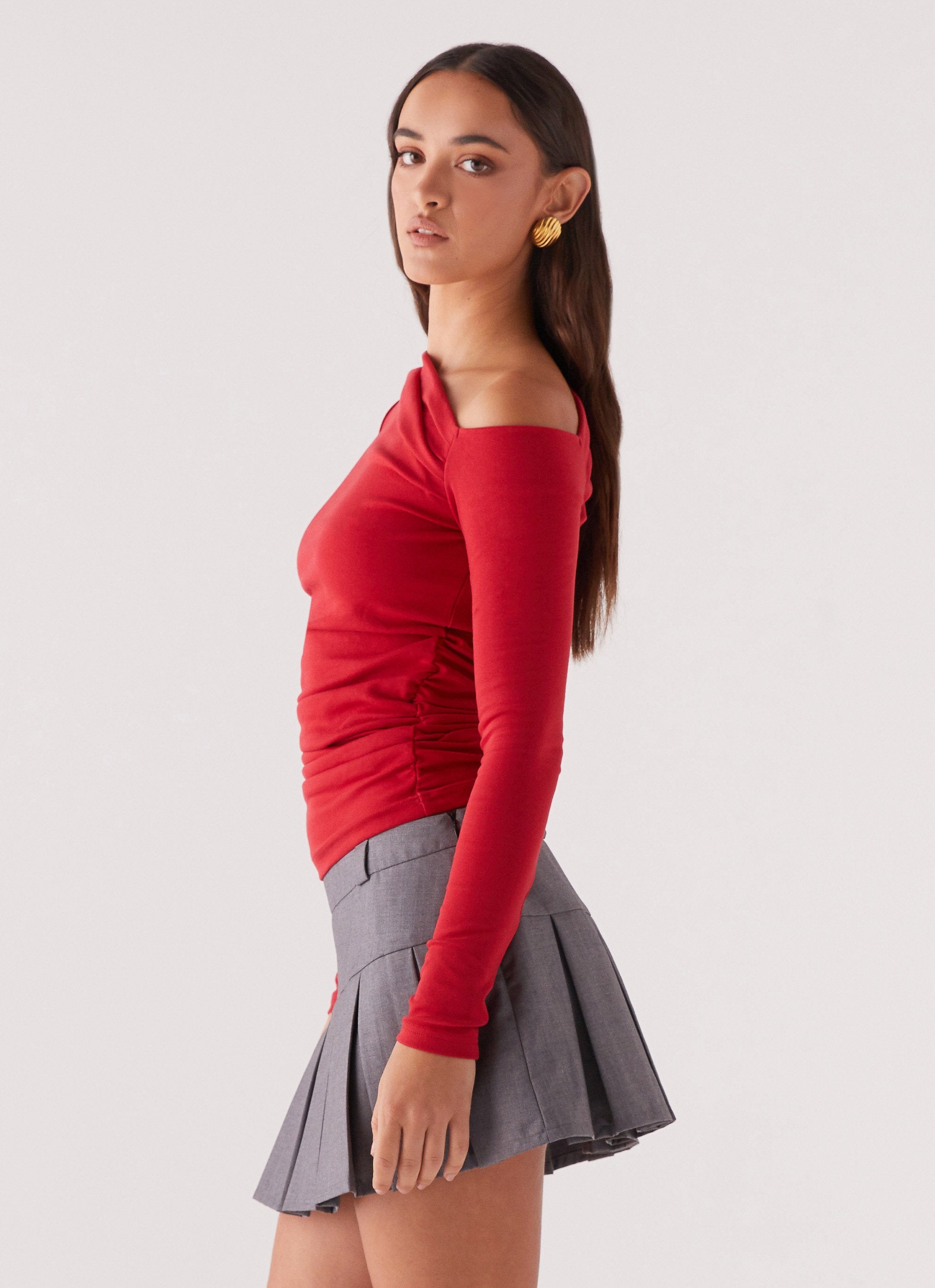 Kiki Long Sleeve Top - Cherry