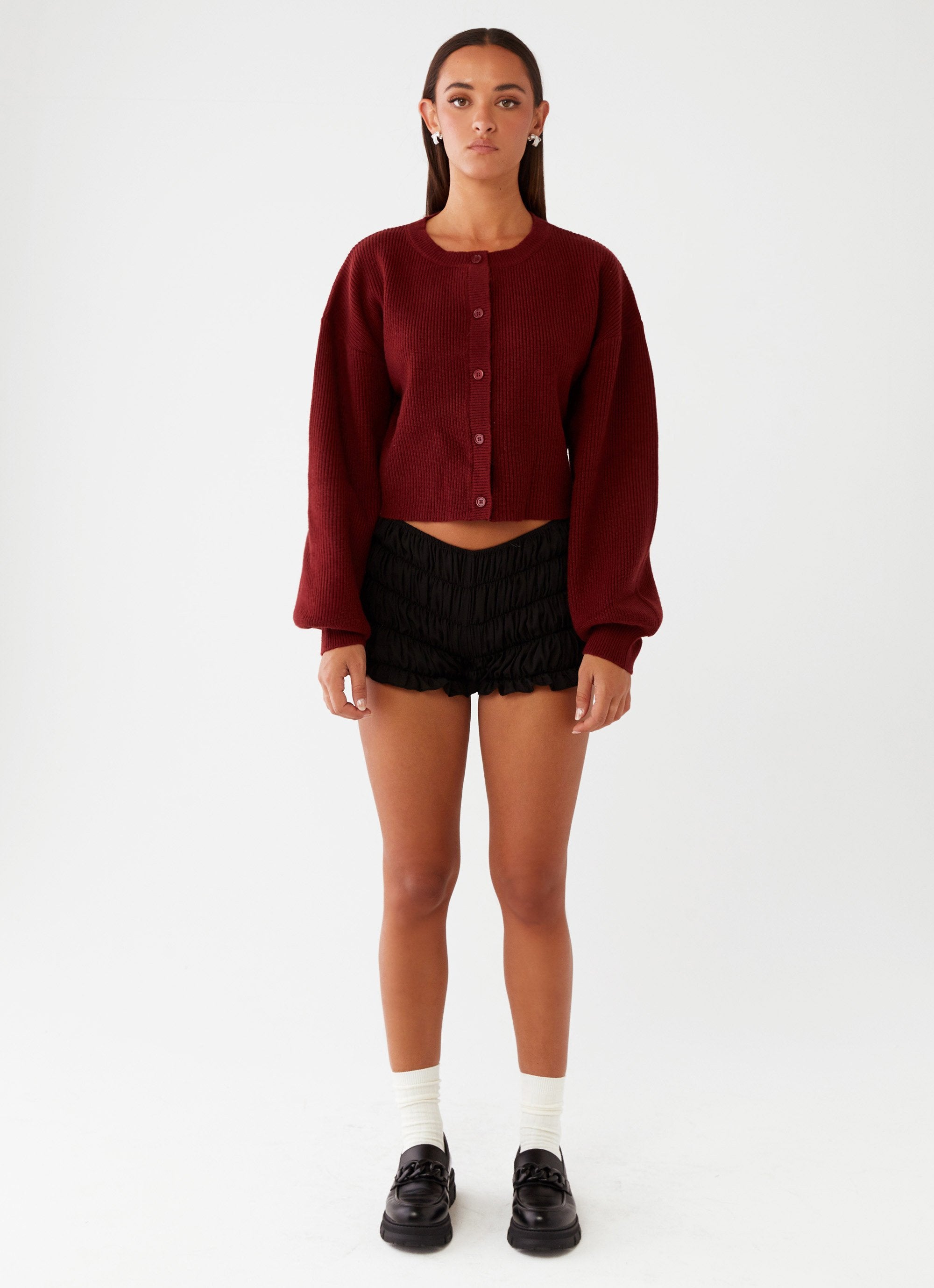 Daphne Knit Cardigan - Maroon