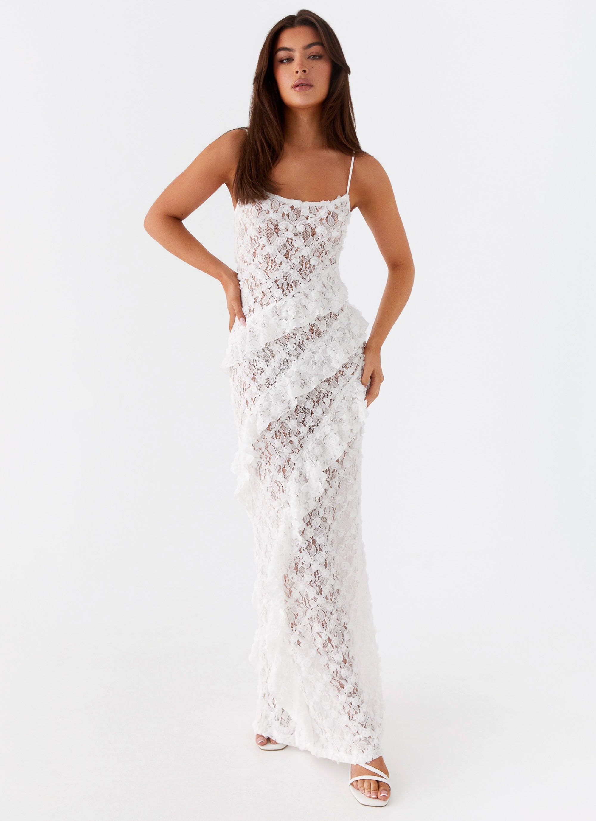 Sansone Frill Maxi Dress - White