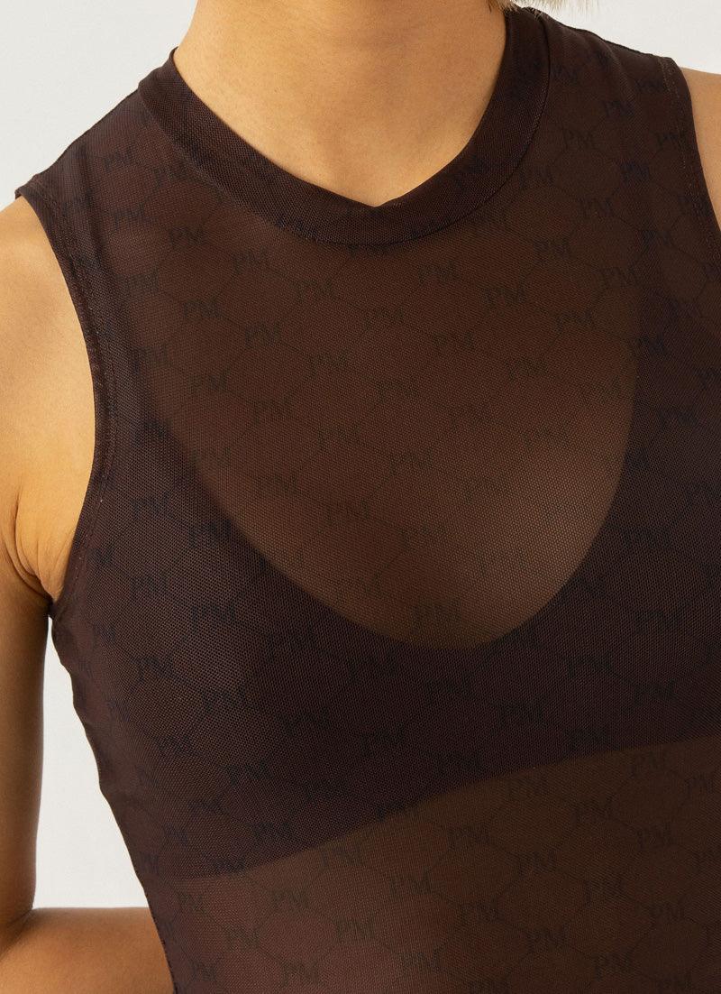 Cool To Be Kind Mesh Dress - Chocolate Monogram