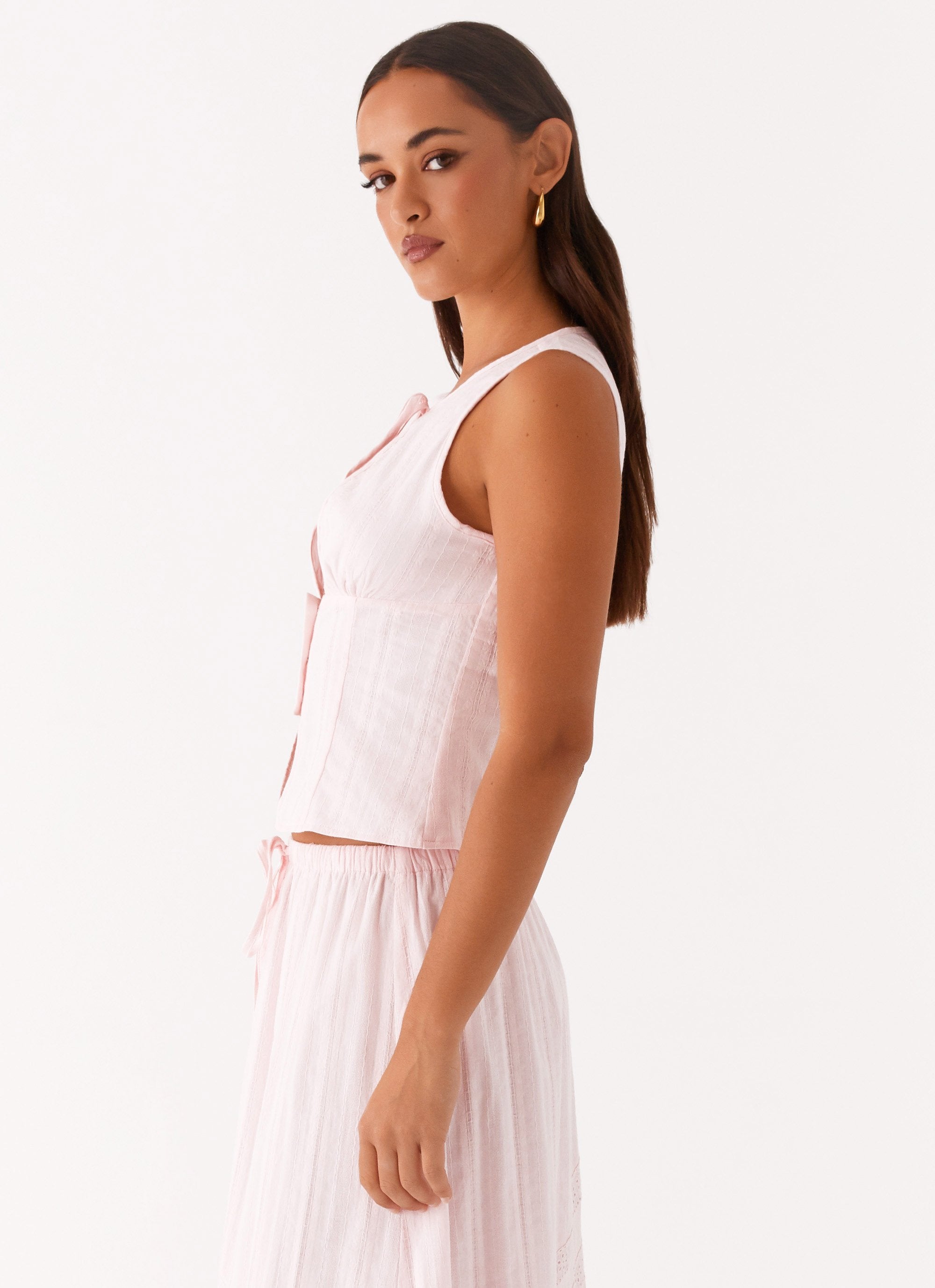 Bailey Tie Front Top - Blush