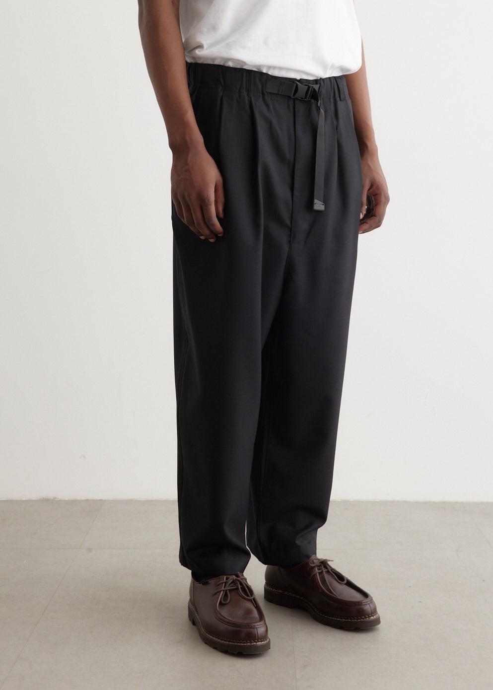 Wool Serge Belted Trousers