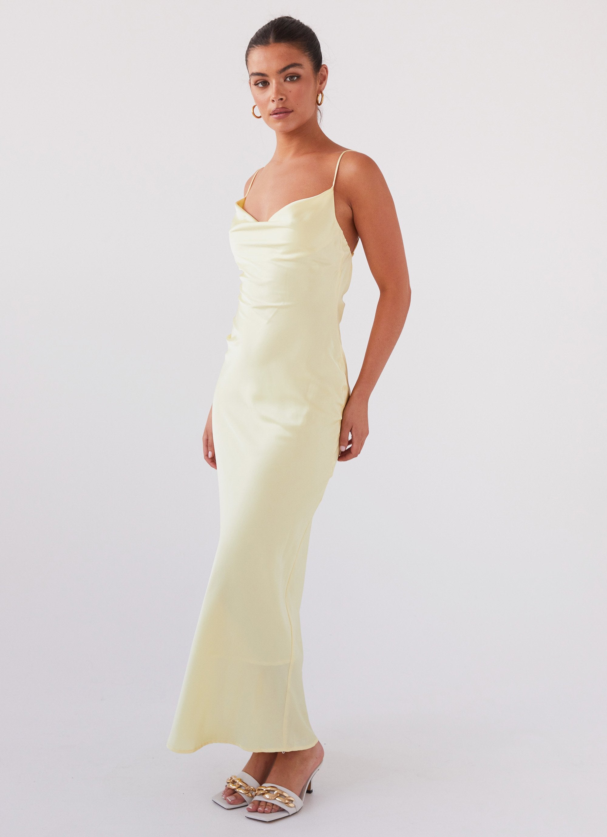 Joanna Satin Maxi Dress - Lemon