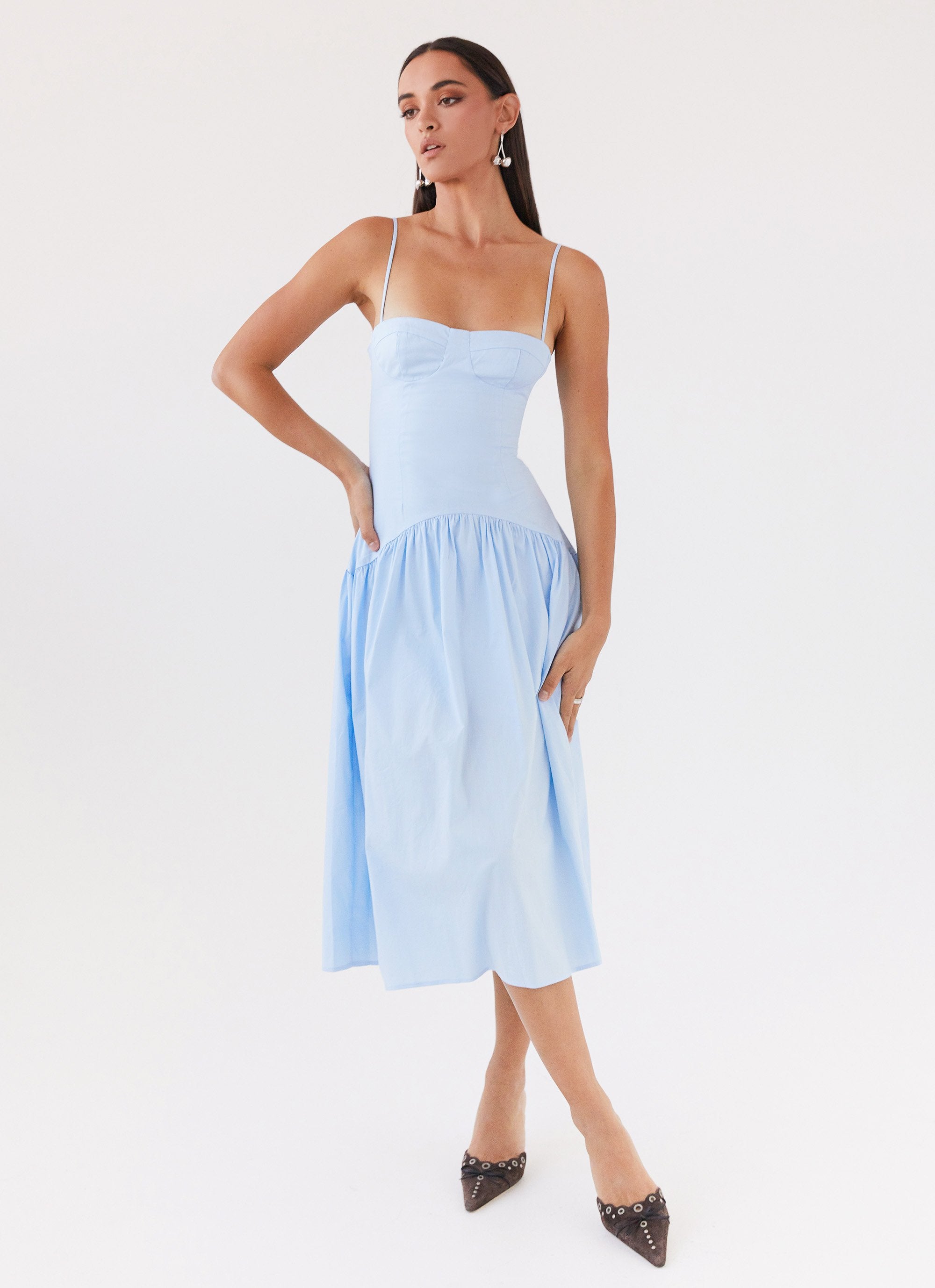 Yvette Corset Midi Dress - Blue