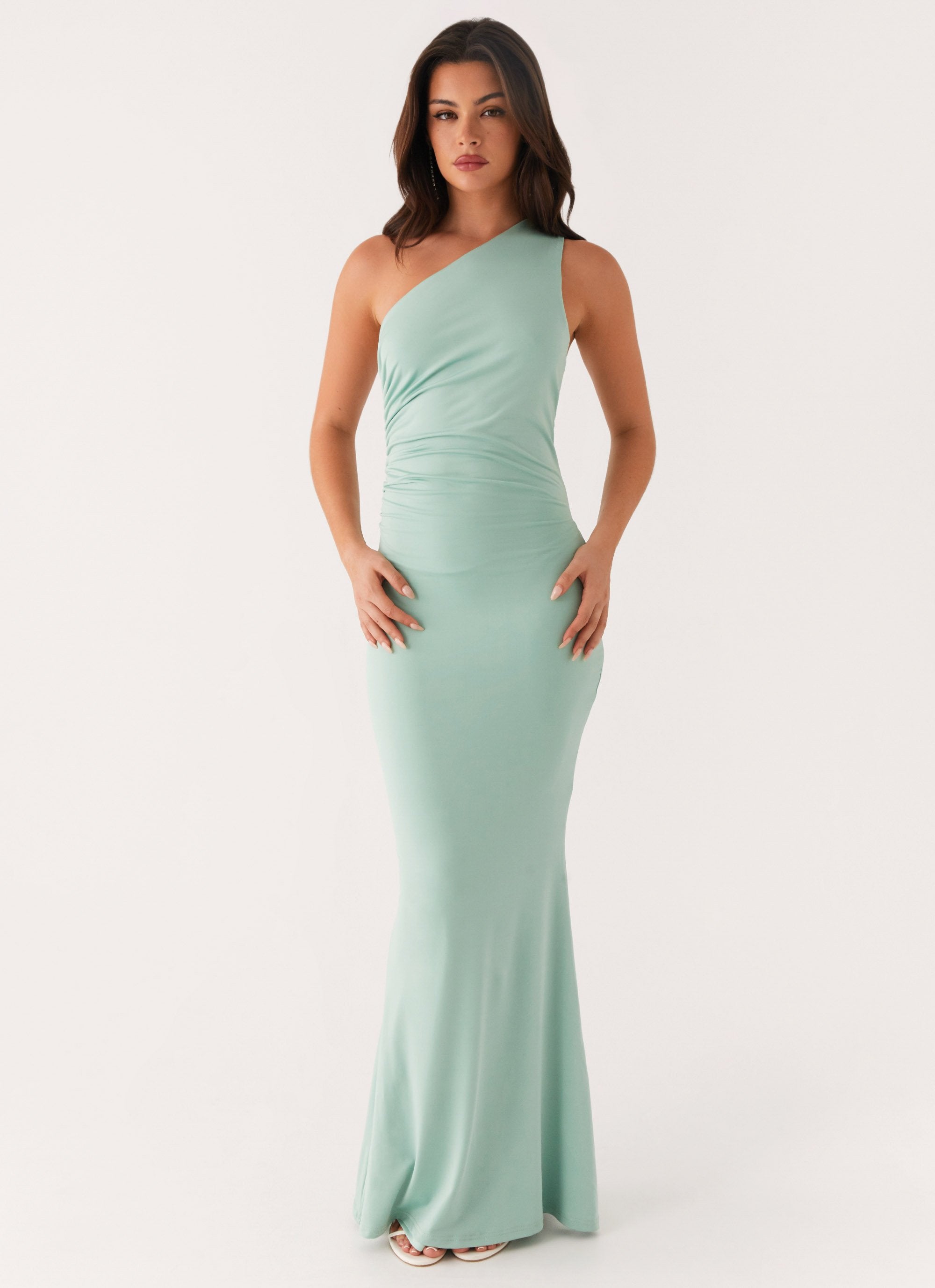 Imagine This One Shoulder Maxi Dress - Mint