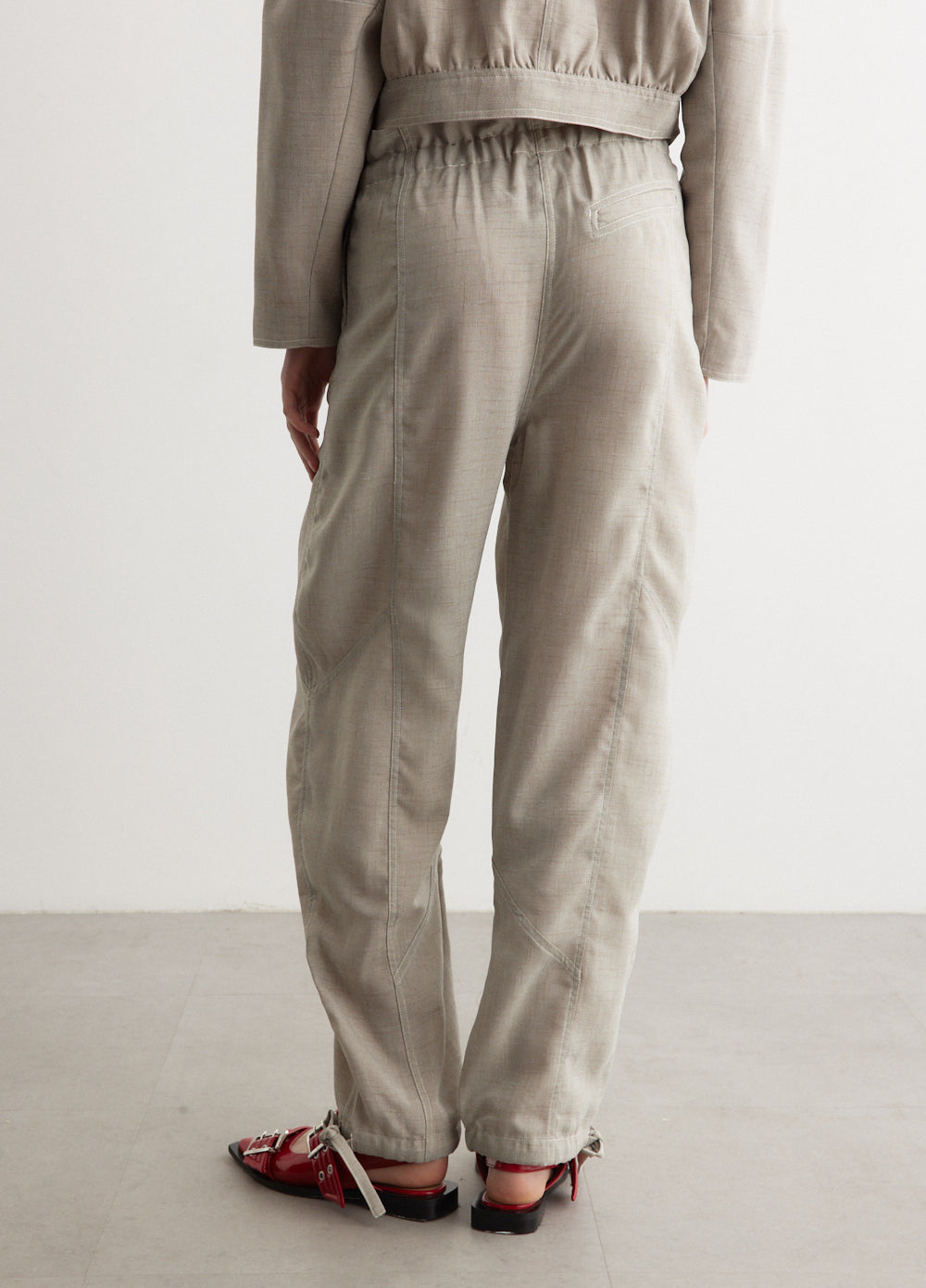 Light Melange Suiting Elasticated Waist Pants