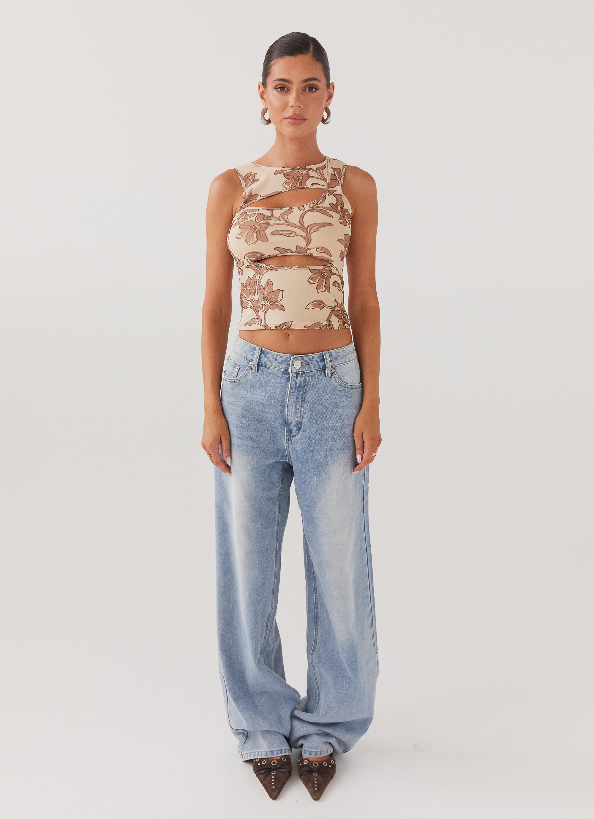 Beyond Cut Out Mesh Top - Hazel Bloom