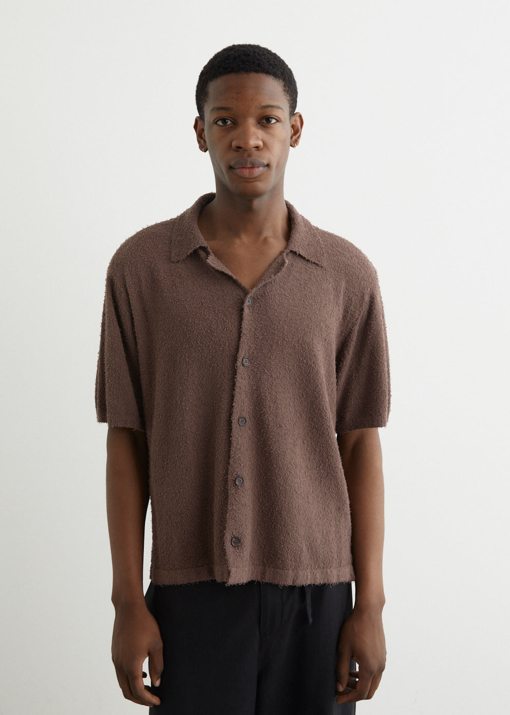 Nineteen Seventy Boucle Knit Short Sleeve Shirt