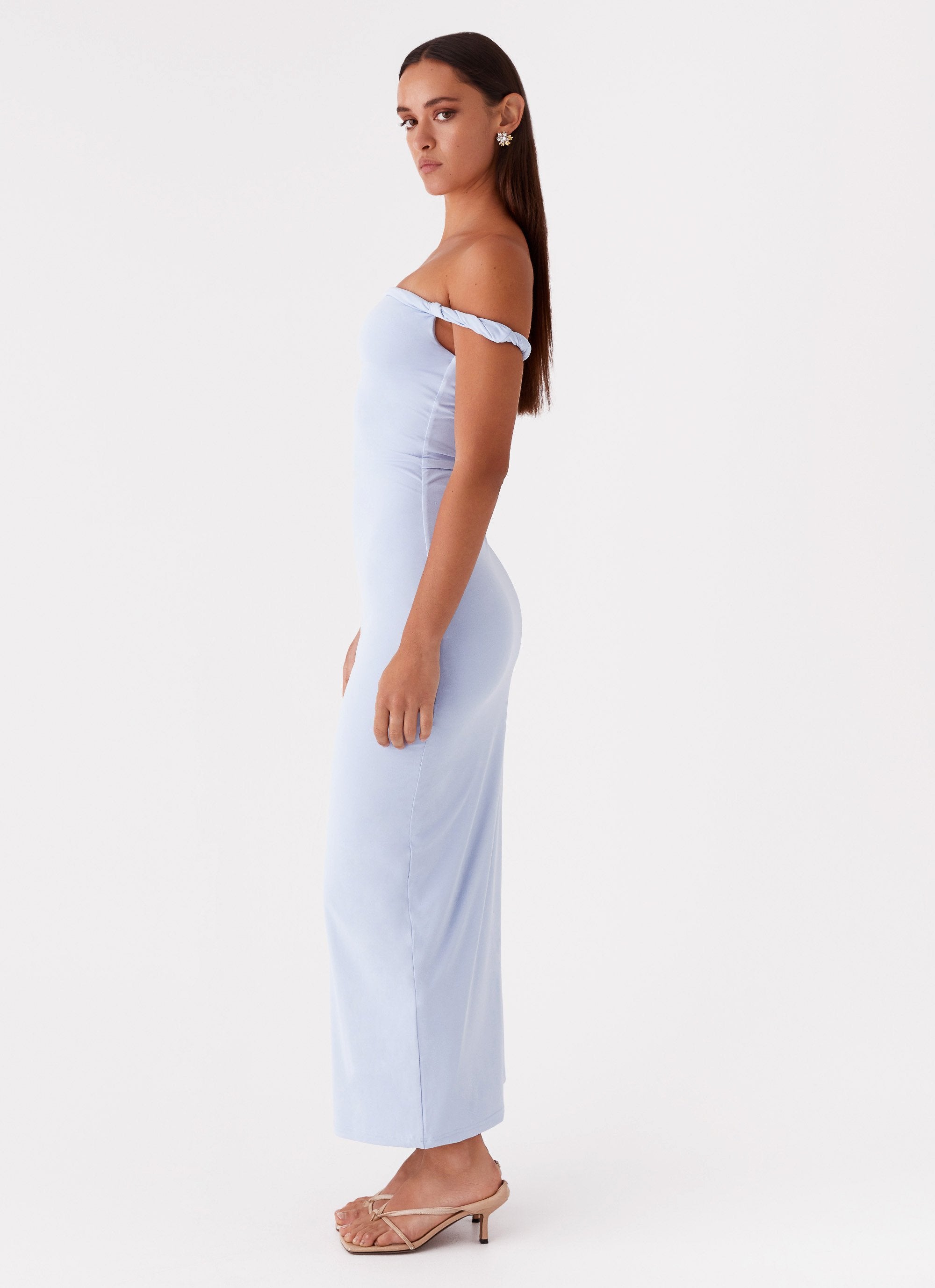 Arabella Twist Shoulder Maxi Dress - Blue