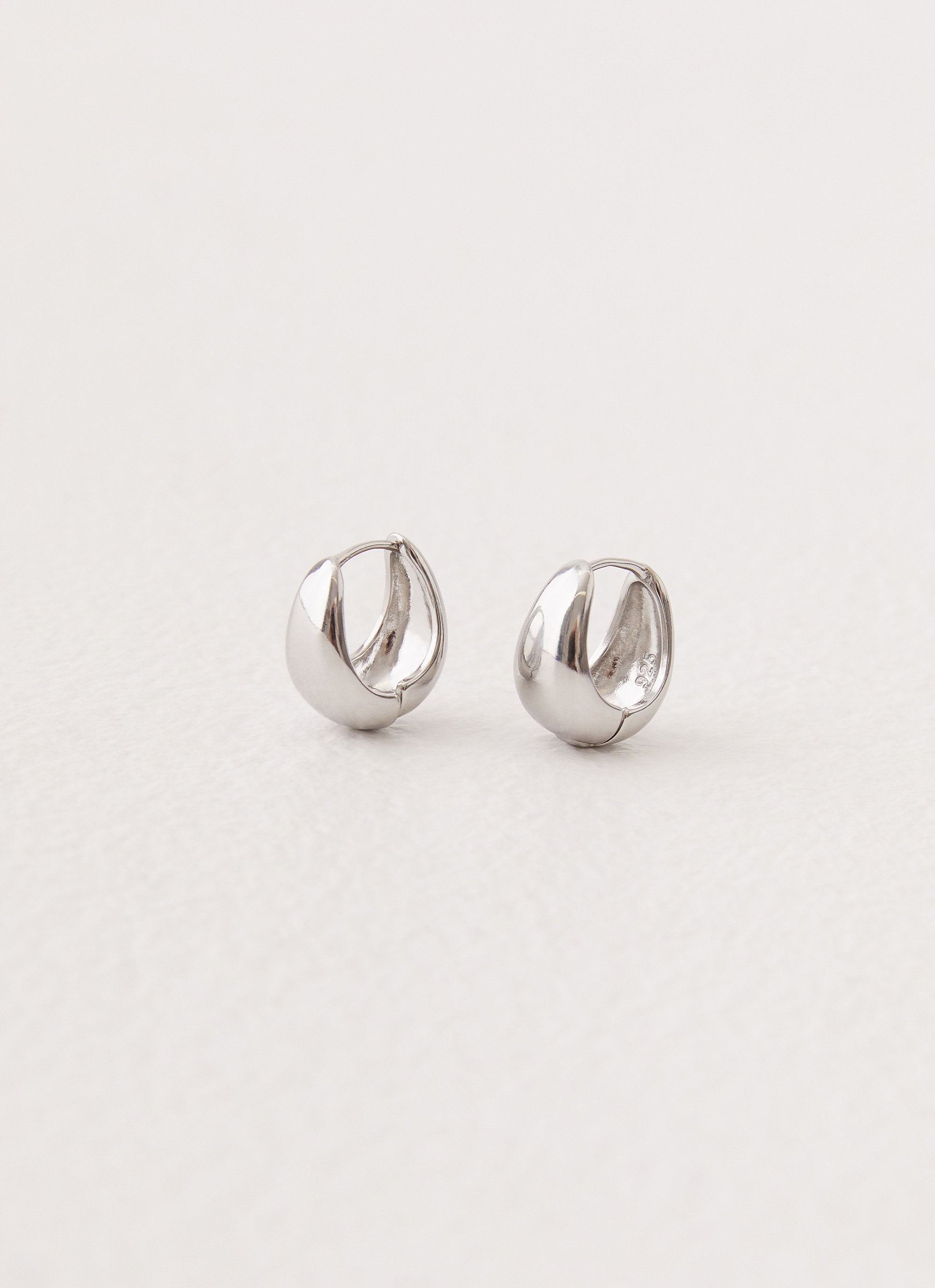 Dome Teardrop Earrings - Silver