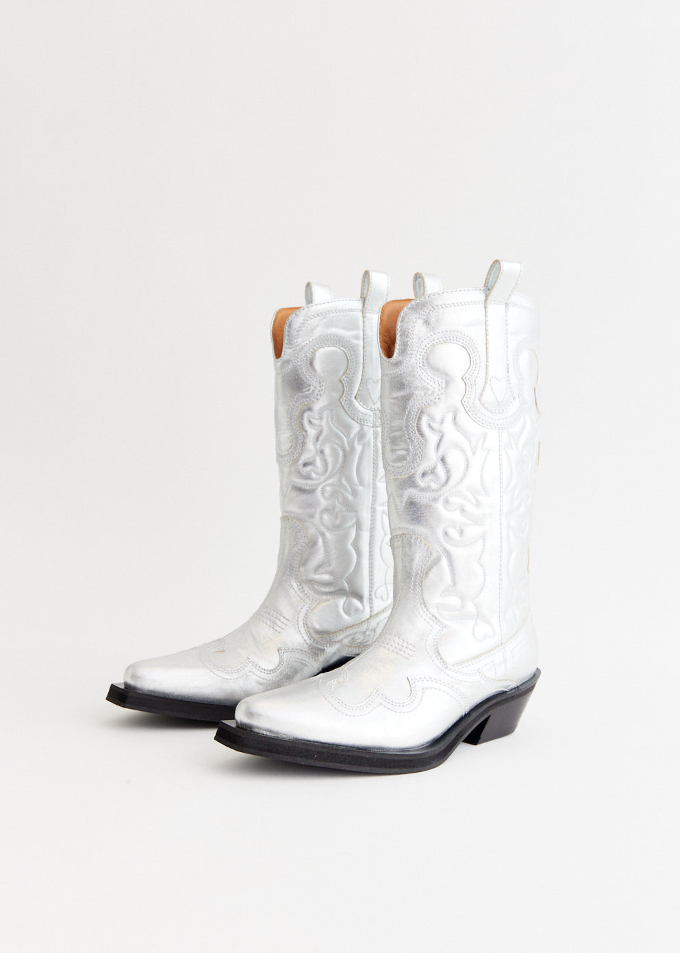 Mid Shaft Embroidered Western Boots