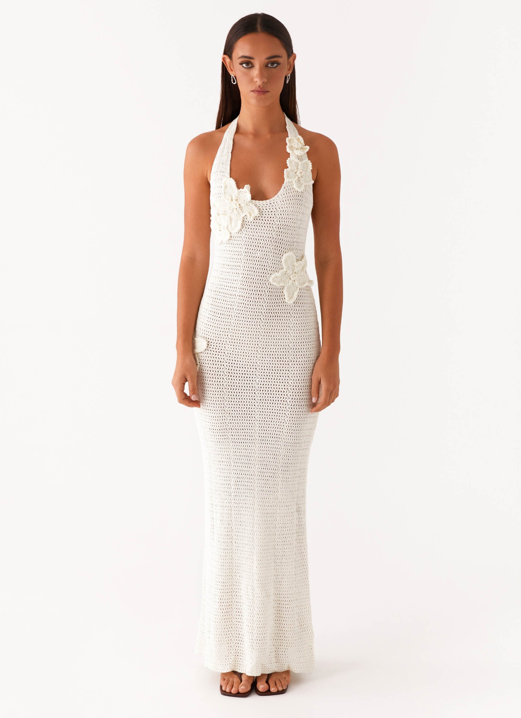 Novalee Flower Crochet Maxi Dress - Ivory