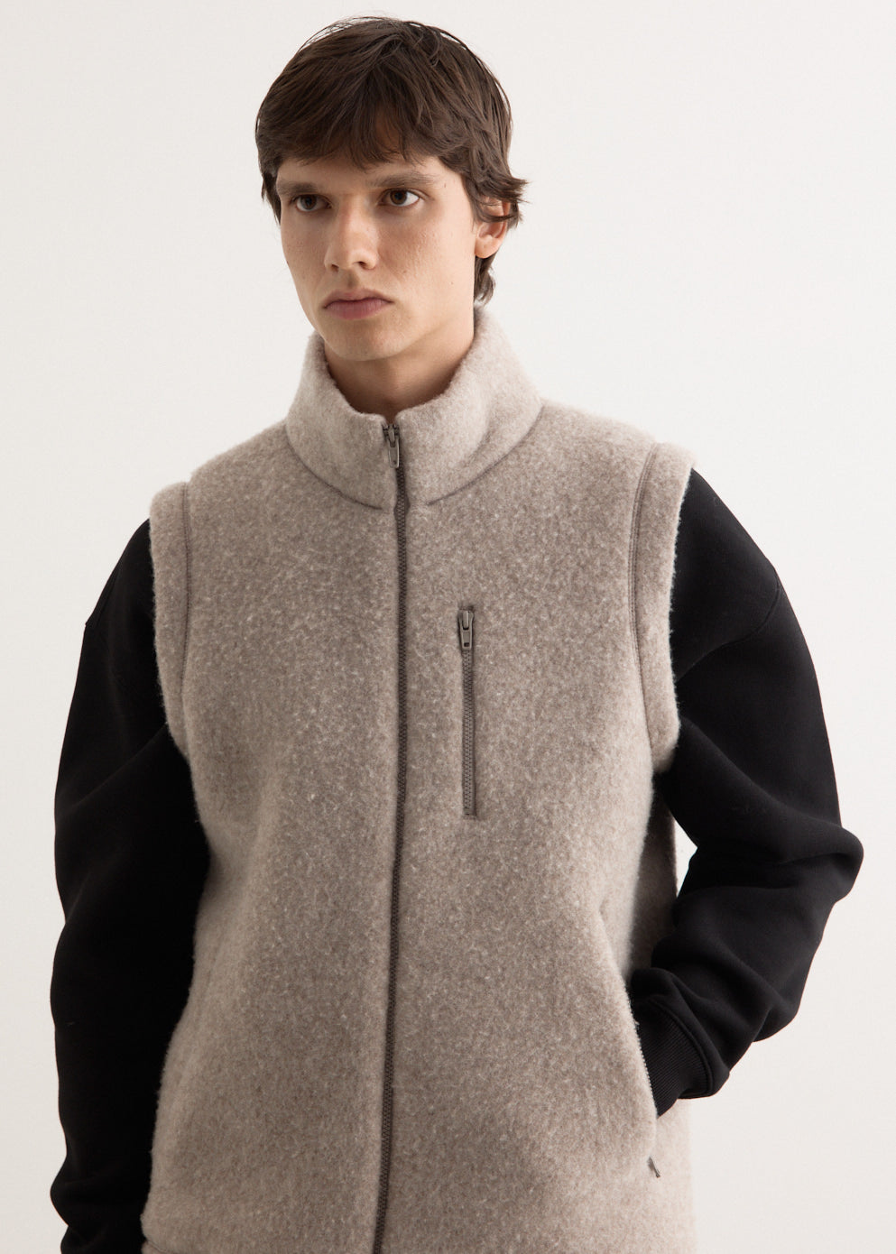 Undyed Wool Zip Vest