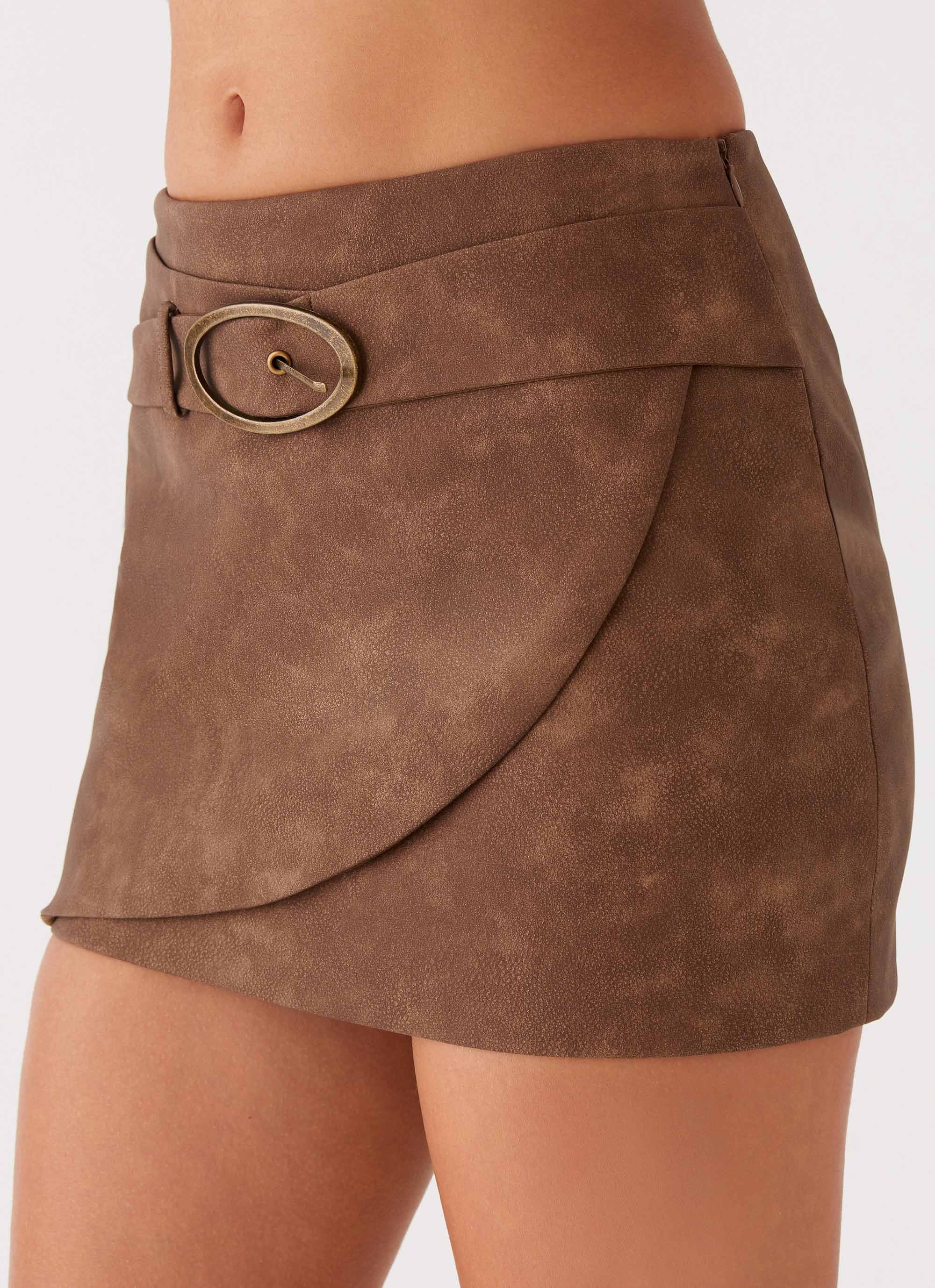 West District PU Mini Skirt - Brown