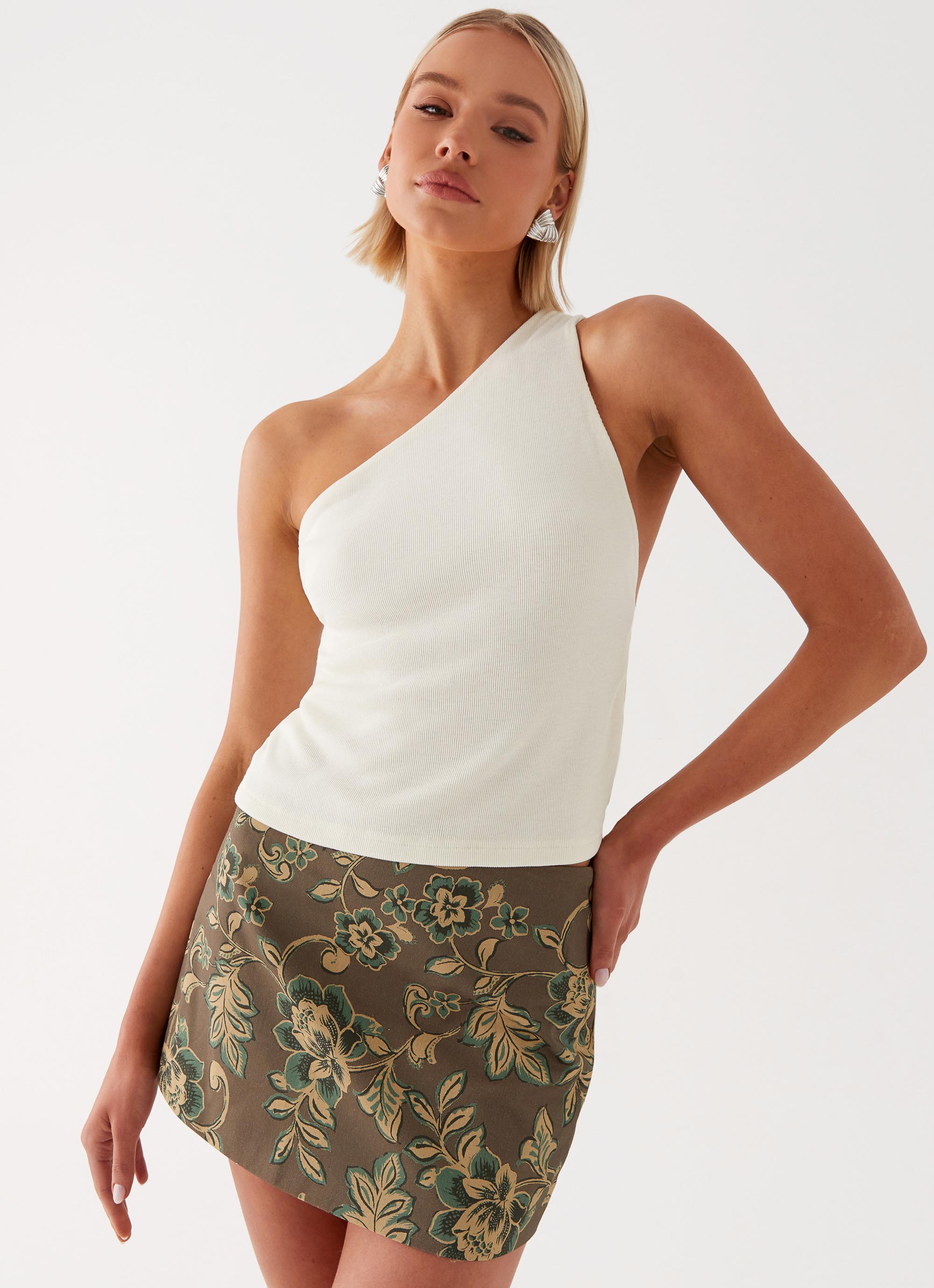 Tonnie Floral Mini Skirt - Brown Floral