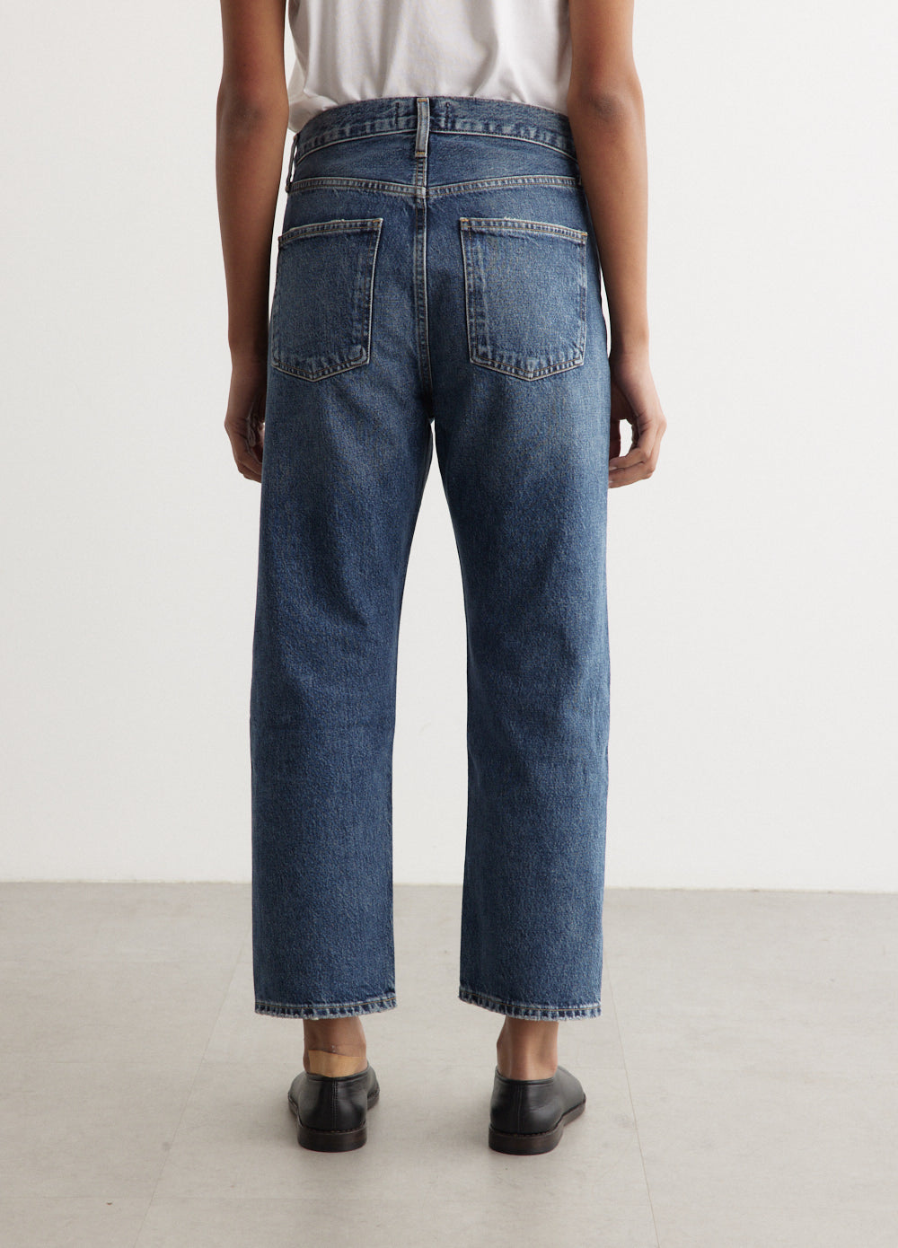 90's Crop Mid Rise Loose Straight Jeans