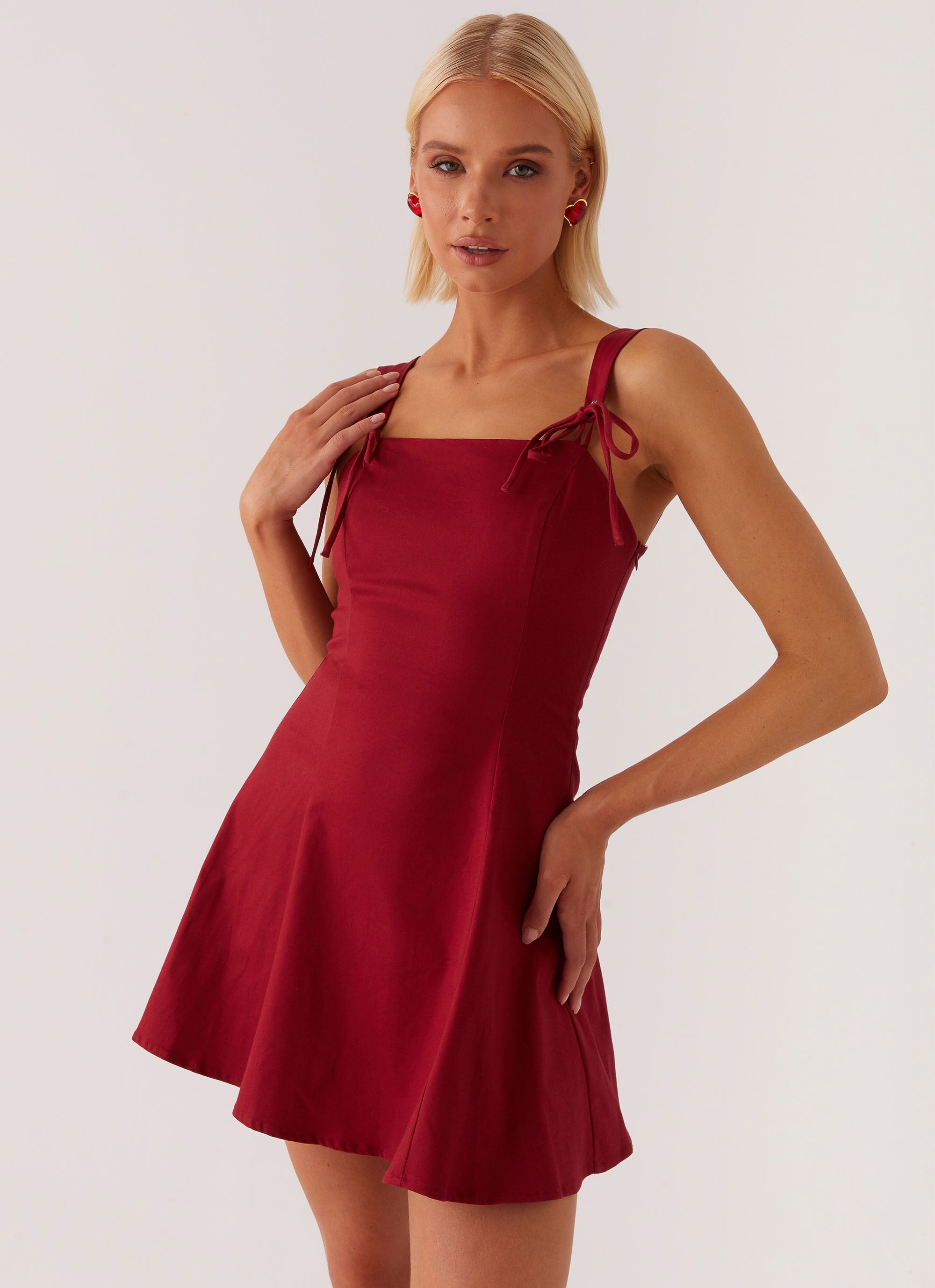 Jamaya Tie Mini Dress - Red