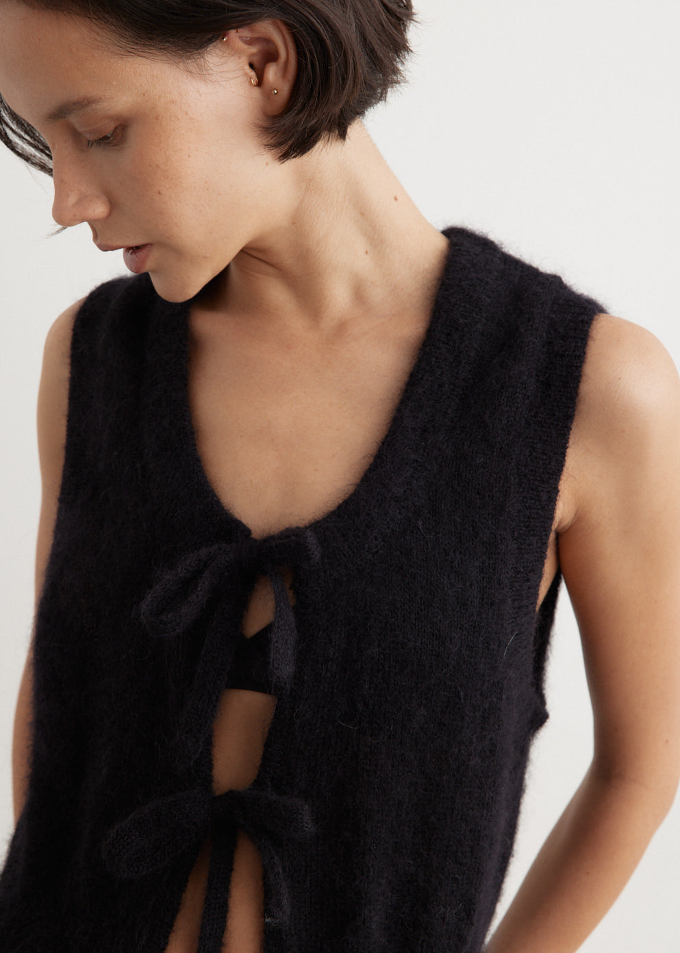 Light Mohair Tie String Vest