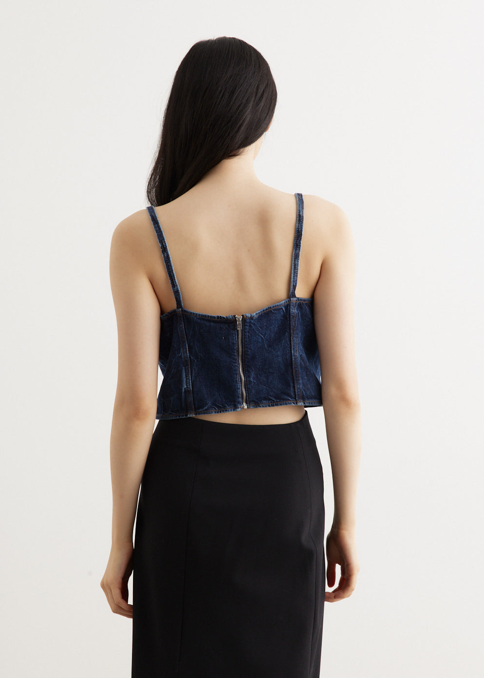 Crinkled Future Denim Strap Top