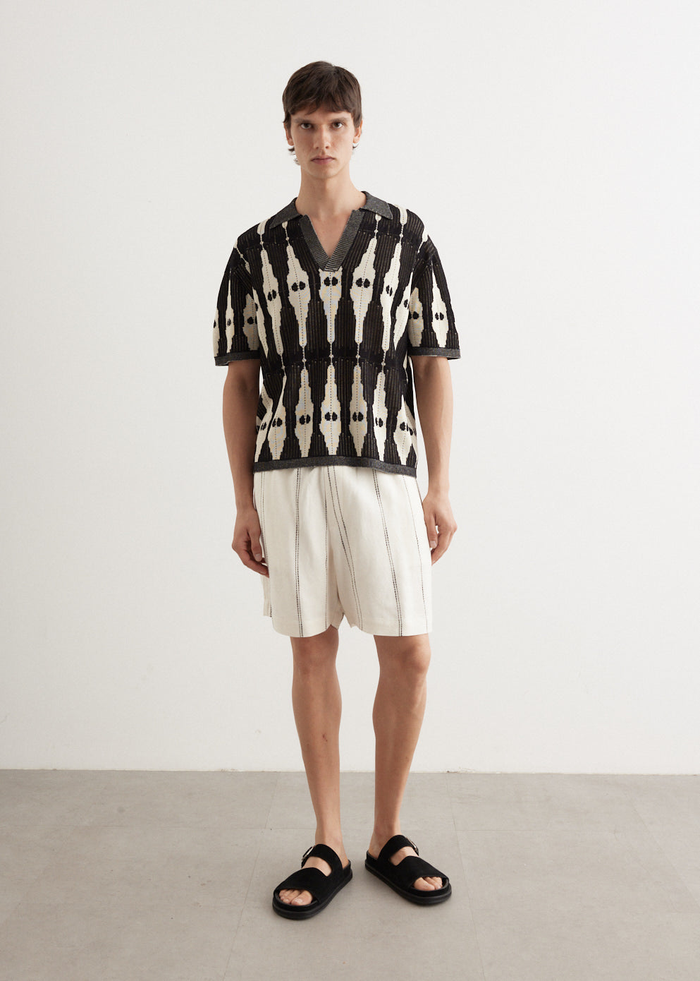 Ritual Jacquard Knit Open Placket Polo