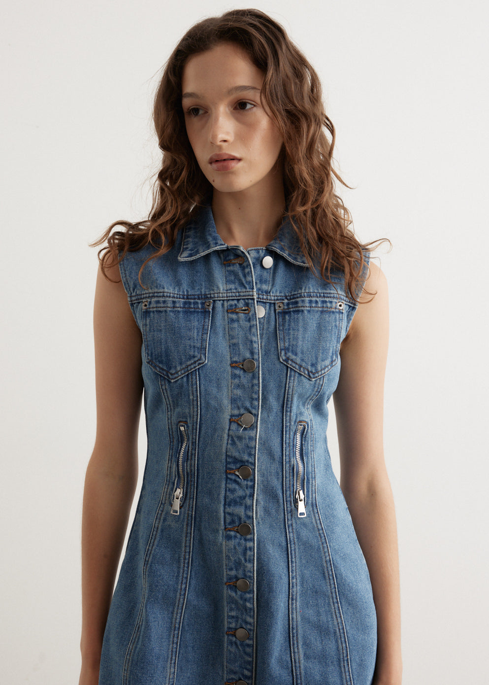 Zipper Denim Mini Dress