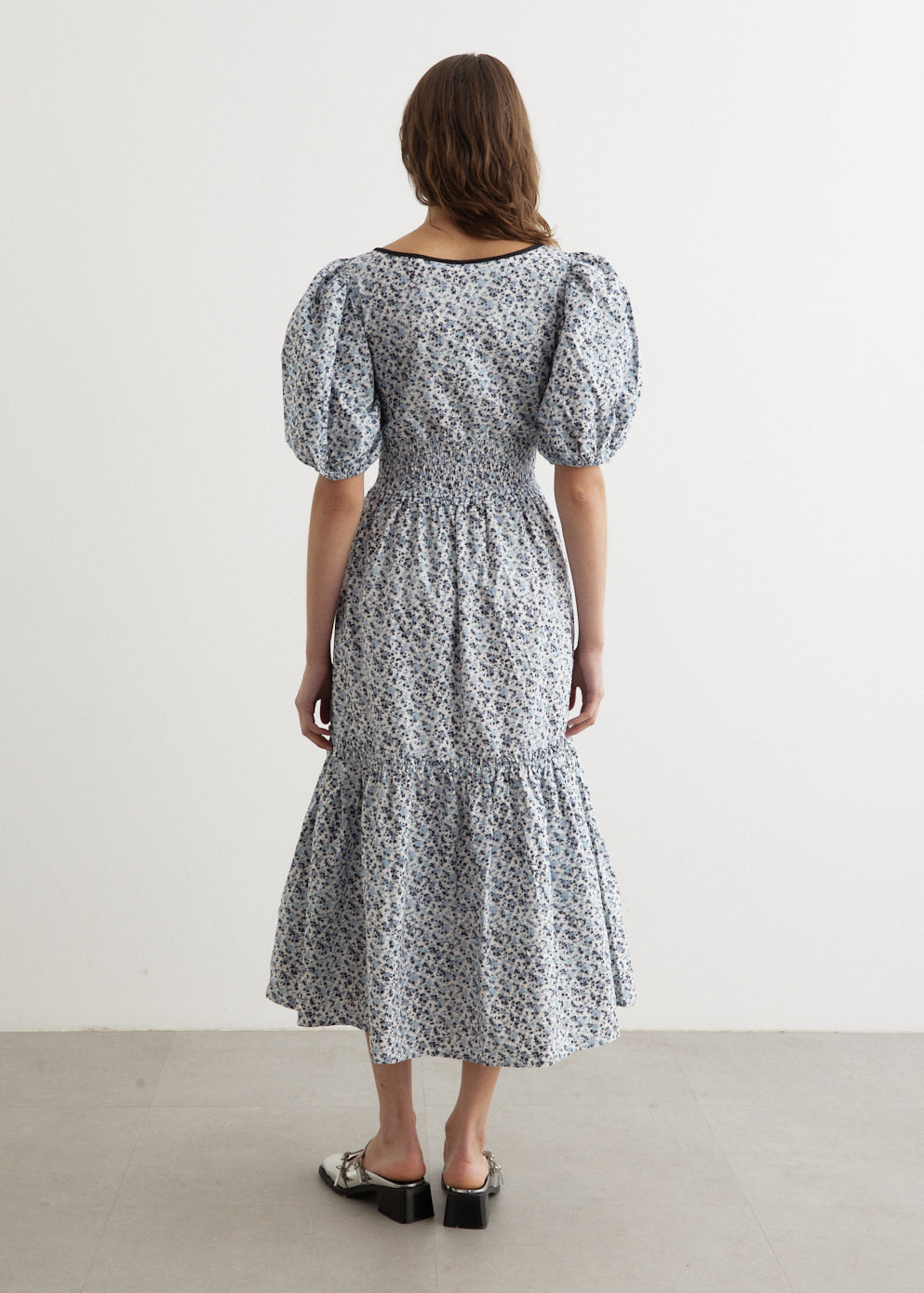 Printed Cotton Long Smock Dress