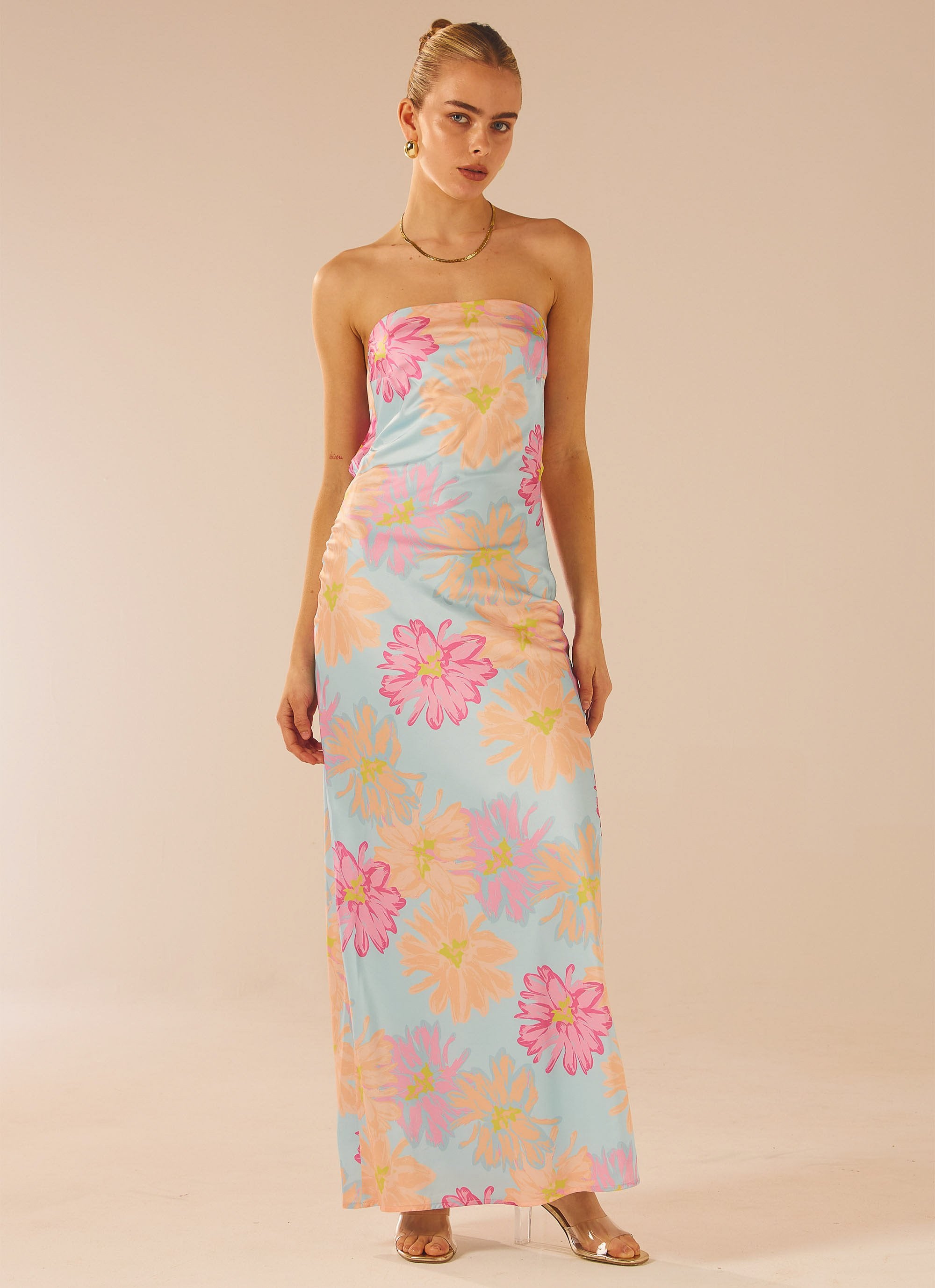 No Service Satin Maxi Dress - Spring Floral