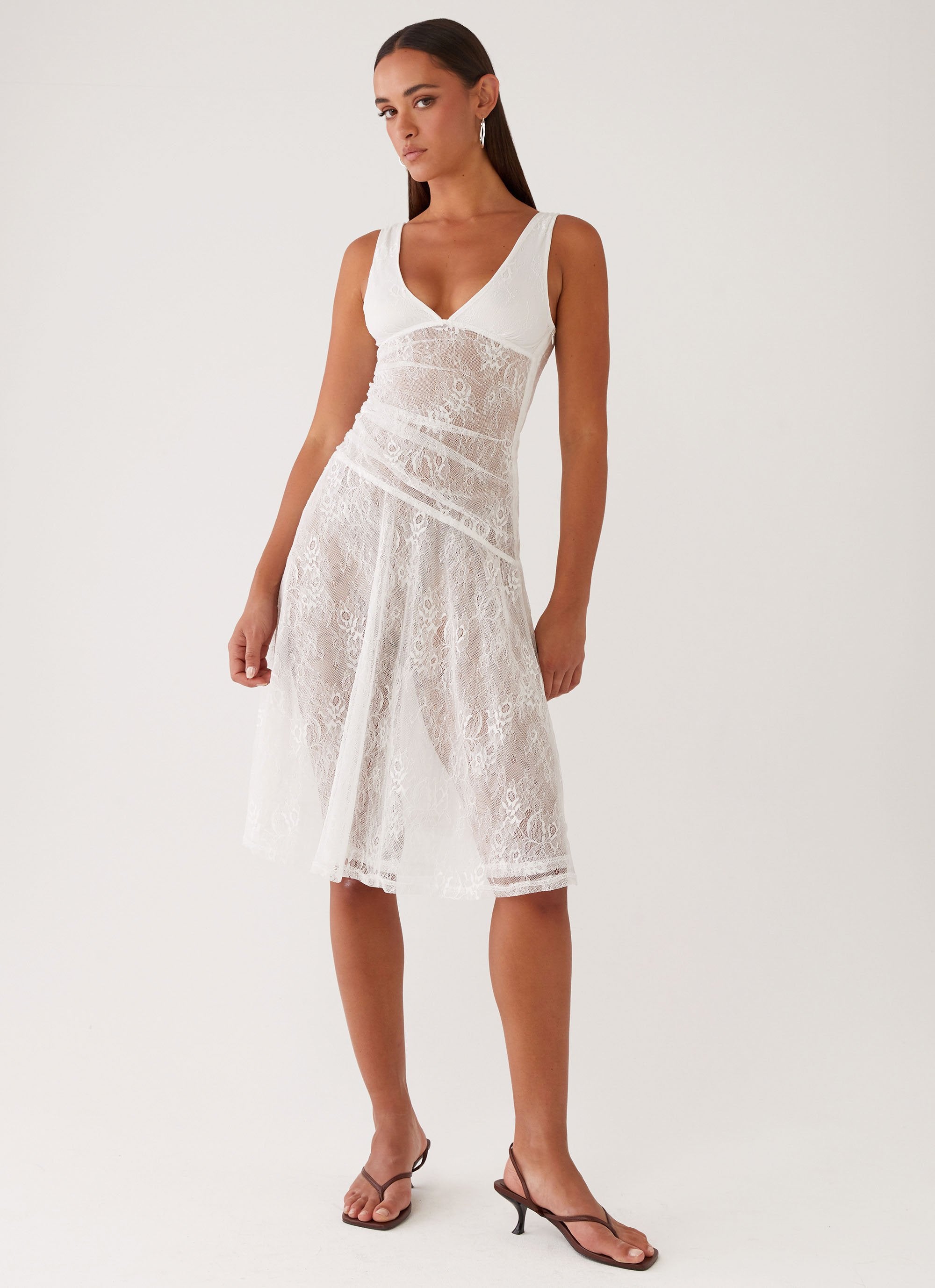 Remember Me Lace Midi Dress - White