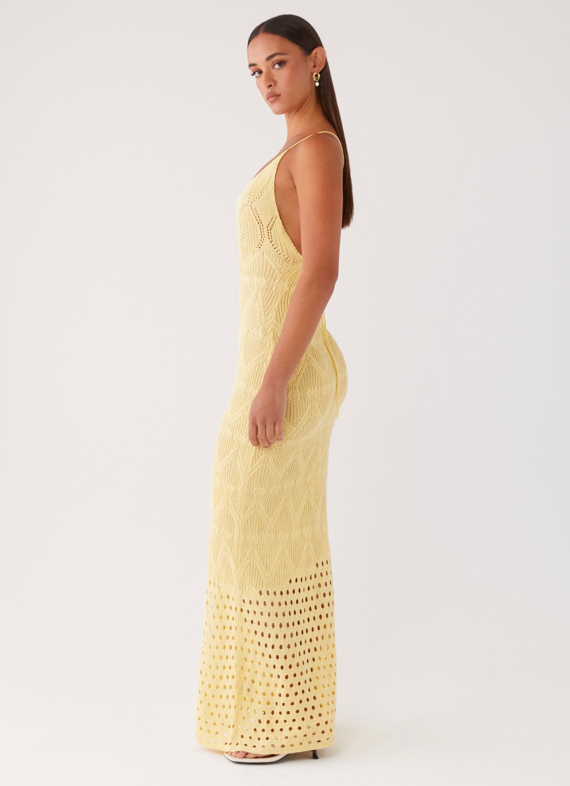 Vivid Dreams Crochet Maxi Dress - Yellow