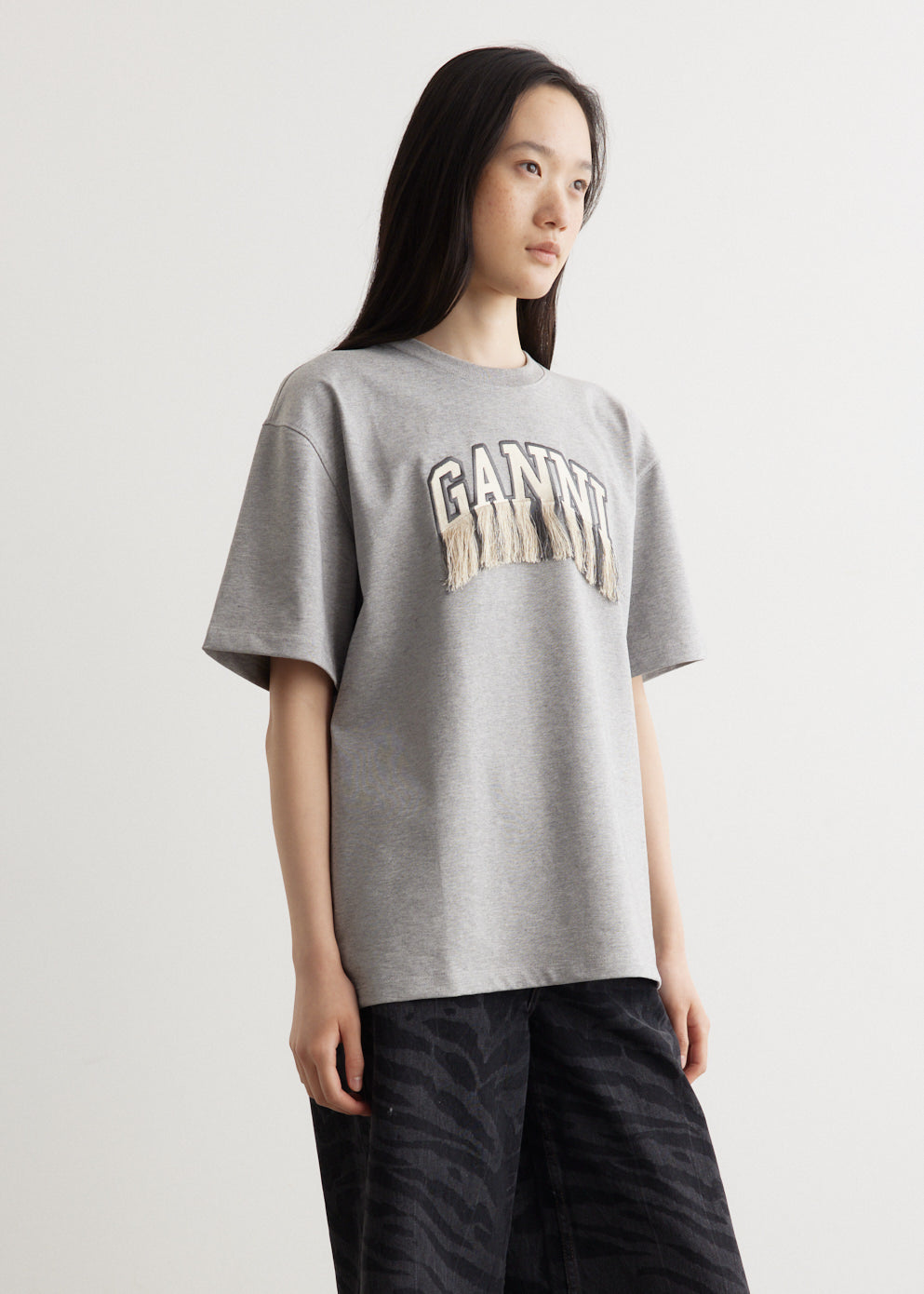 Heavy Cotton Drop Shoulder Fringe T-Shirt