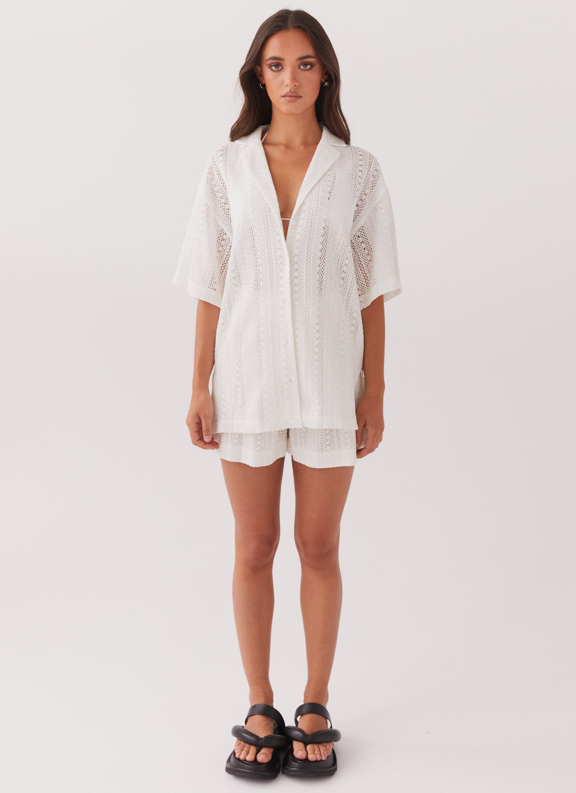 Sun Catcher Knit Oversized Shirt - Ivory