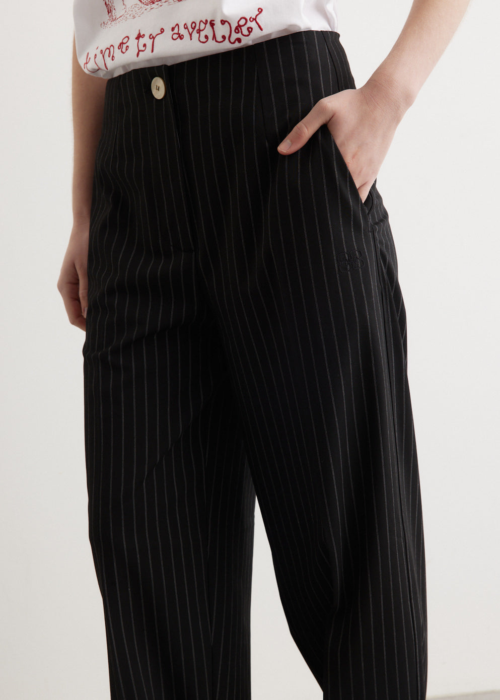 Stripe Suiting High Waist Pants