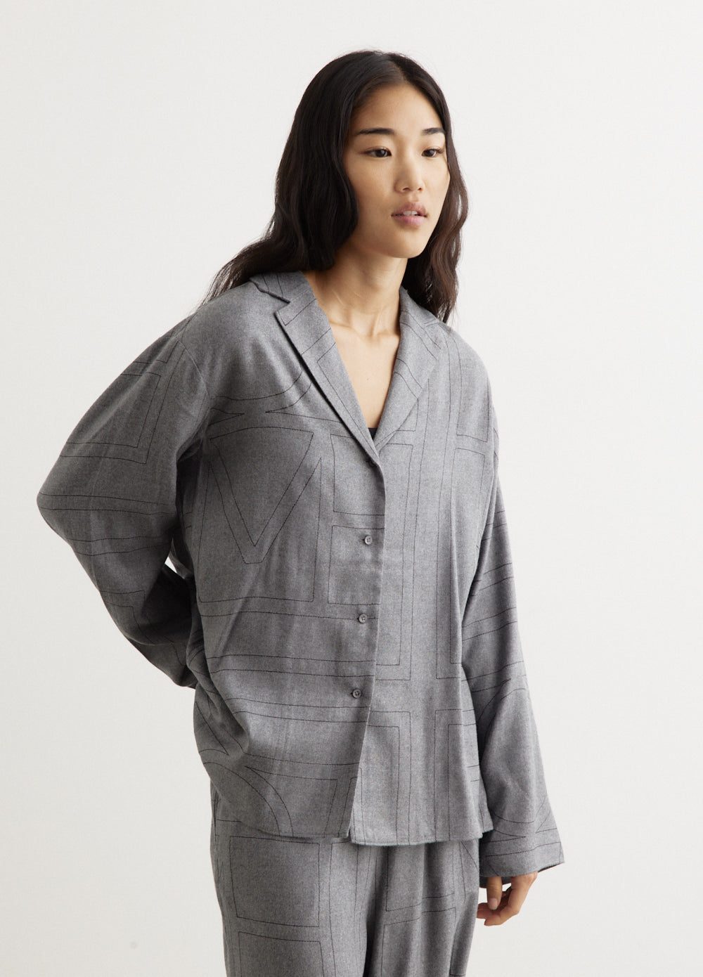 Monogram Flannel Pj Top
