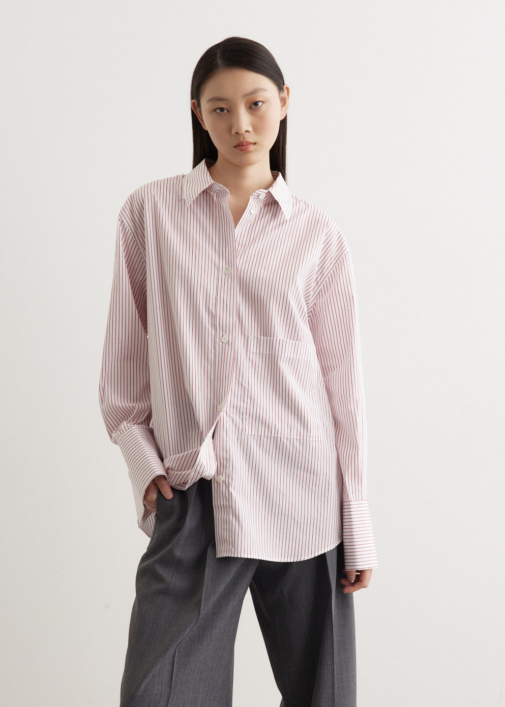 Shirt With Large Cuffs And Fraying Details