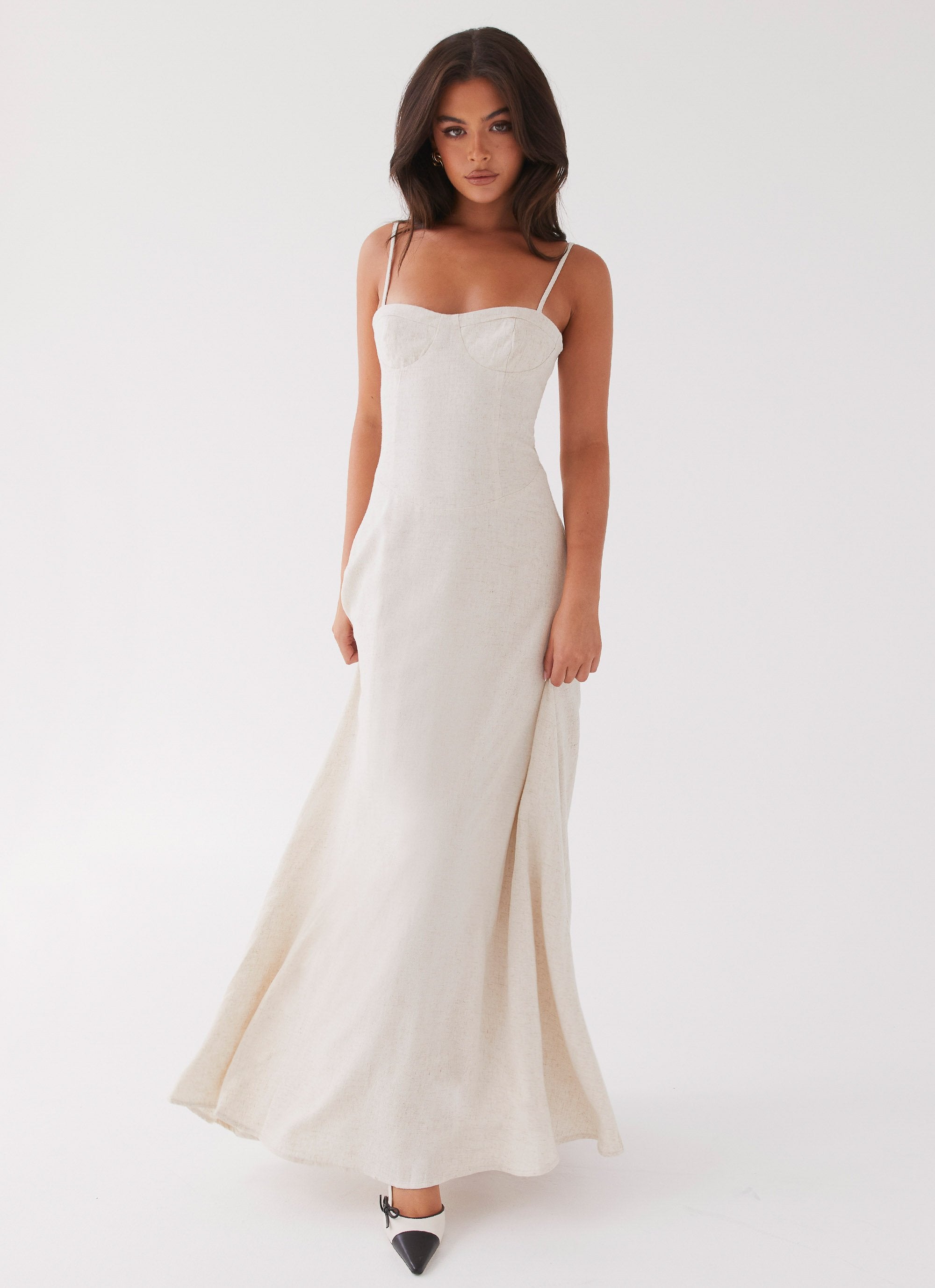 Angelina Linen Maxi Dress - Oatmeal